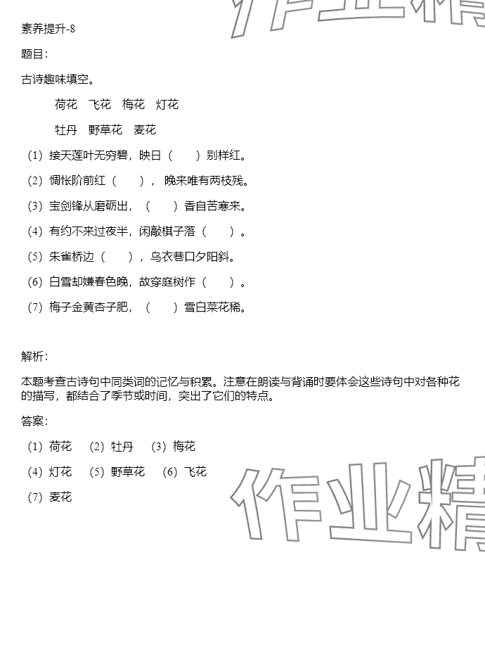 2024年同步实践评价课程基础训练六年级语文下册人教版 参考答案第23页