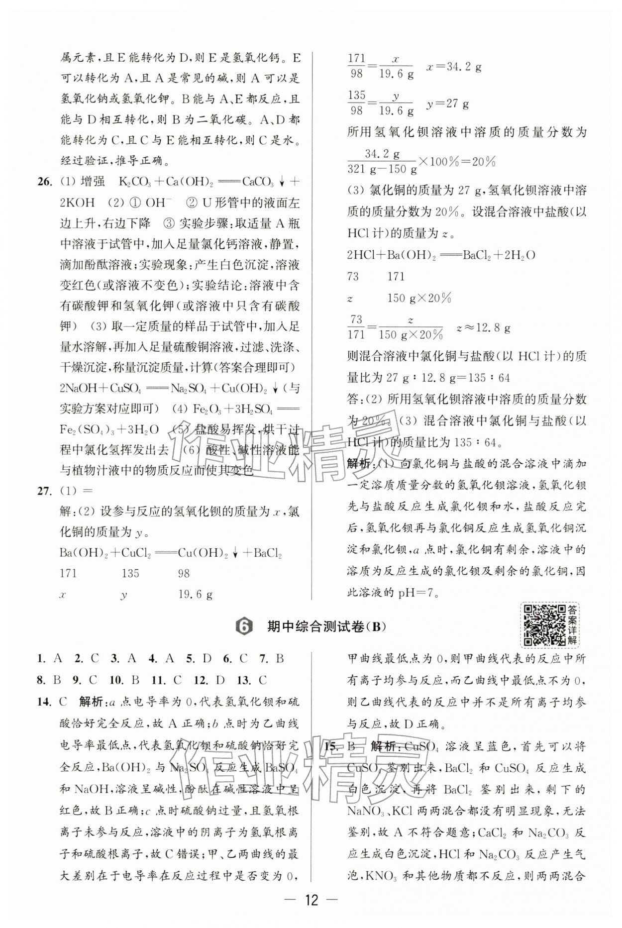 2026年亮点给力大试卷九年级化学下册沪教版&nbsp;第12页