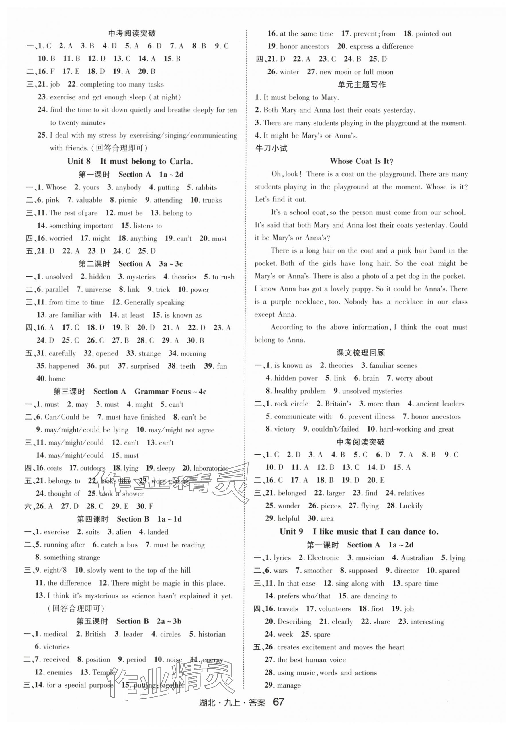 2025年奇迹课堂九年级英语上册人教版湖北专版 第7页