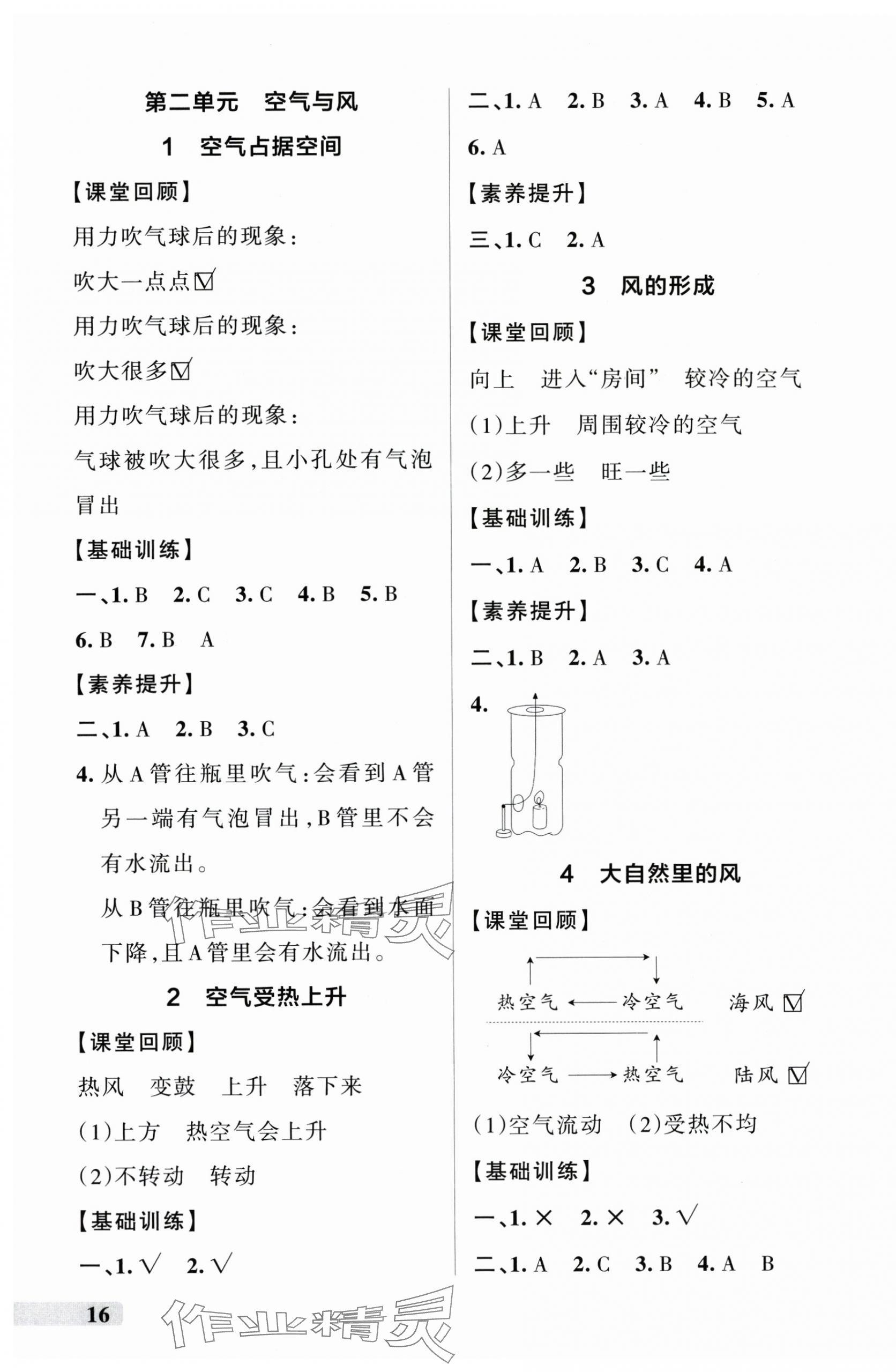 2025年小学学霸作业本三年级科学上册大象版河南专版&nbsp;参考答案第3页