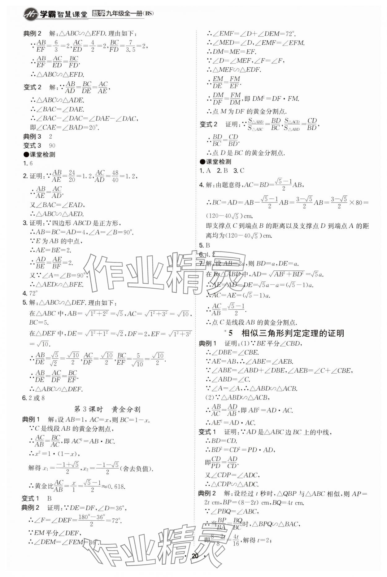 2024年学霸智慧课堂九年级数学全一册北师大版 第20页