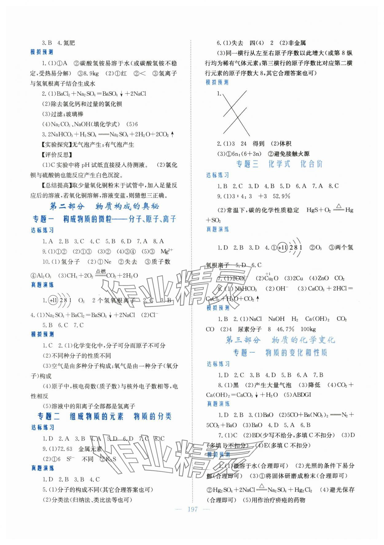 2024年新優(yōu)化設(shè)計初中總復(fù)習(xí)化學(xué) 參考答案第3頁