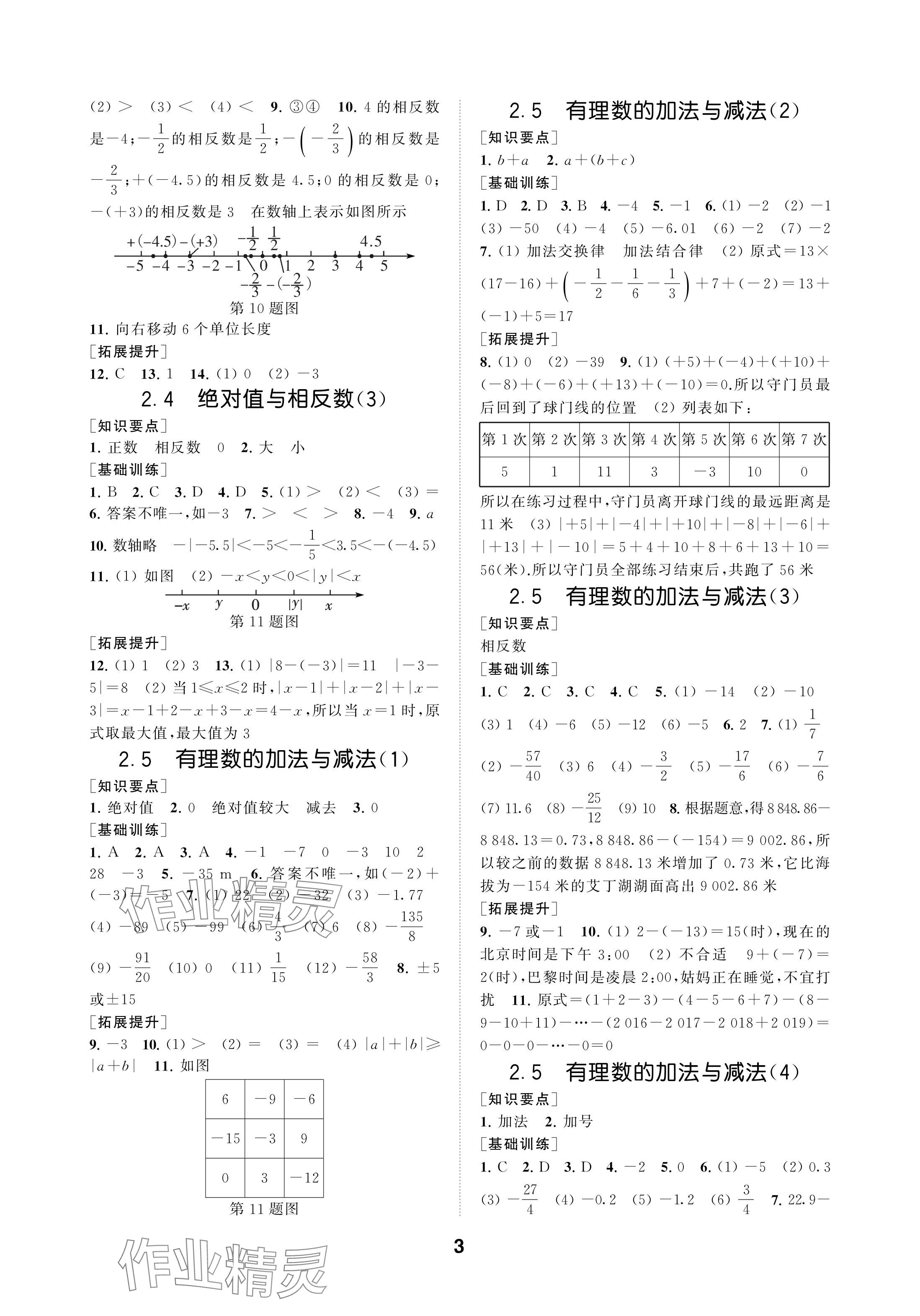 2024年創(chuàng)新優(yōu)化學案七年級數學上冊蘇科版 參考答案第3頁