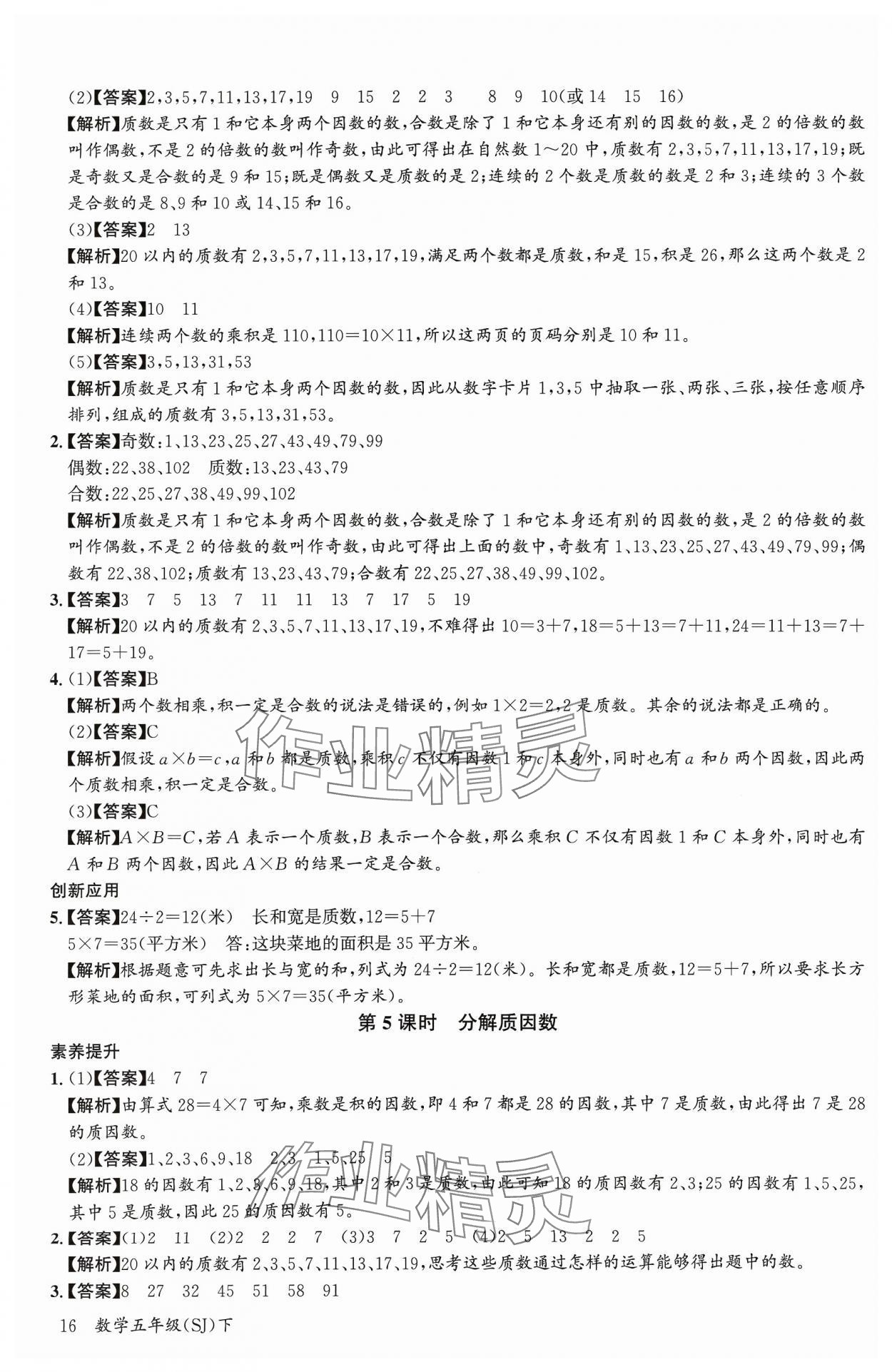 2024年素養天天練五年級數學下冊蘇教版 參考答案第16頁