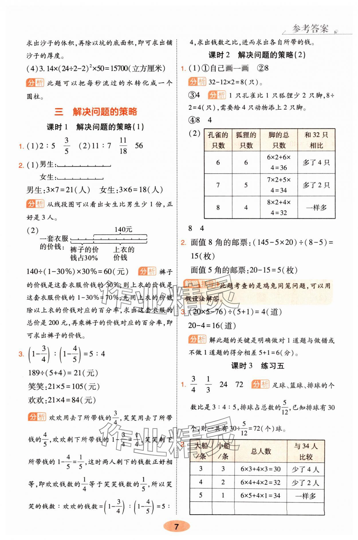 2025年黃岡同步練一日一練六年級(jí)數(shù)學(xué)下冊(cè)蘇教版 參考答案第7頁(yè)