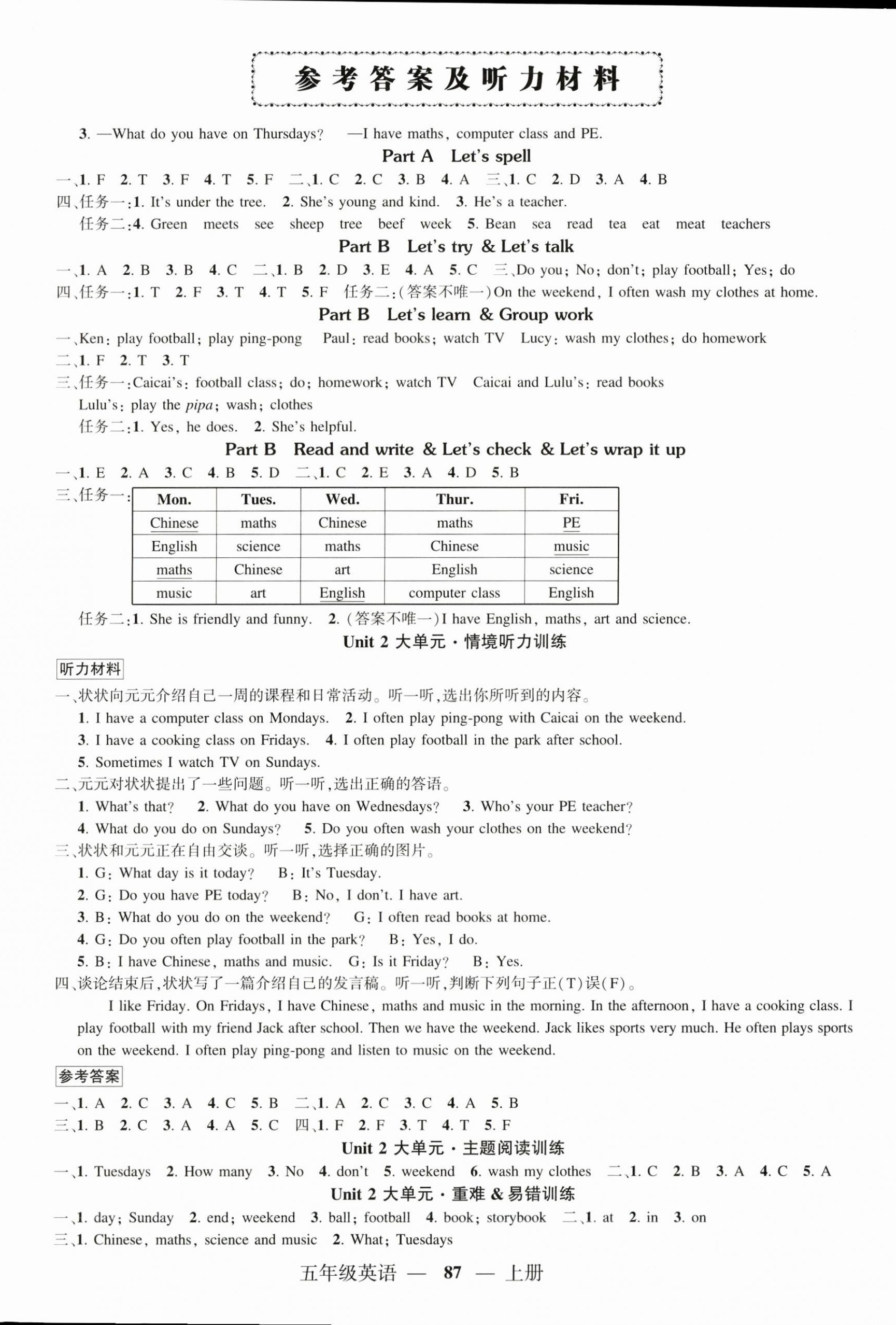 2025年状元成才路创优作业100分五年级英语上册人教版浙江专版 参考答案第2页