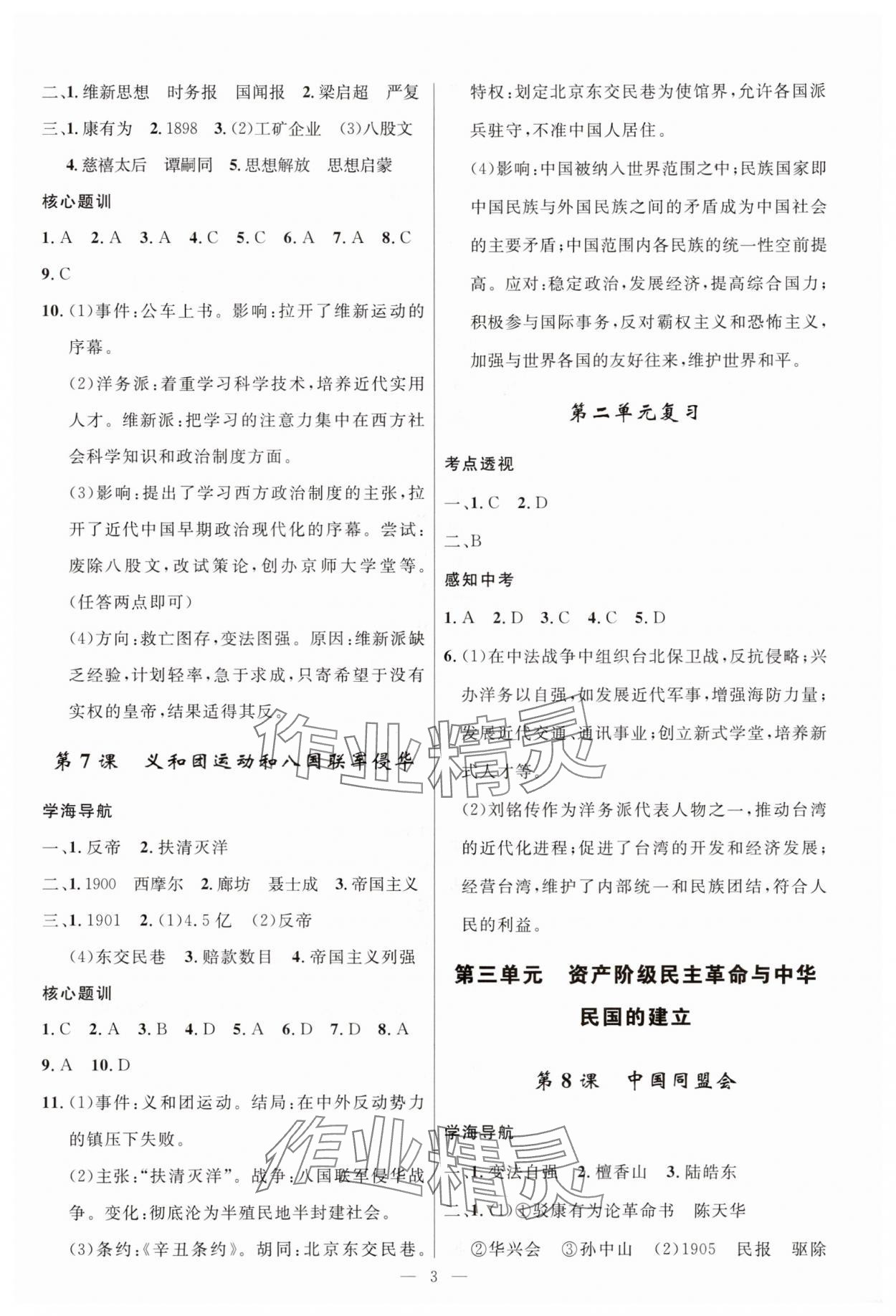 2025年頂尖課課練八年級歷史上冊人教版貴州專版 第3頁