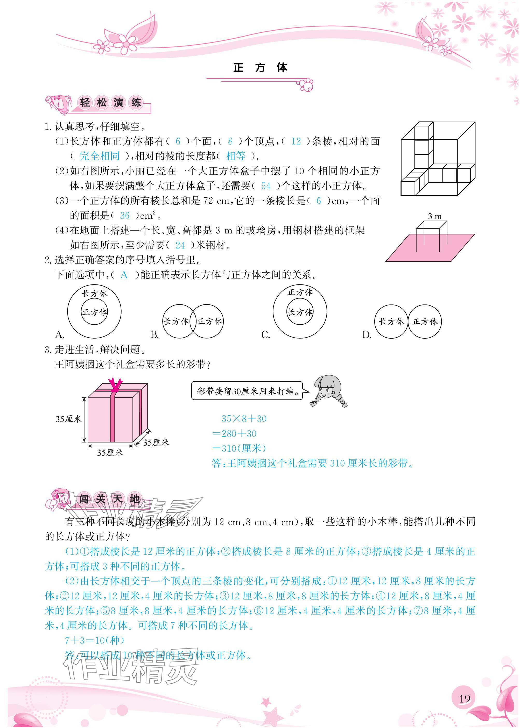 2025年小學生學習指導叢書五年級數學下冊人教版 參考答案第19頁