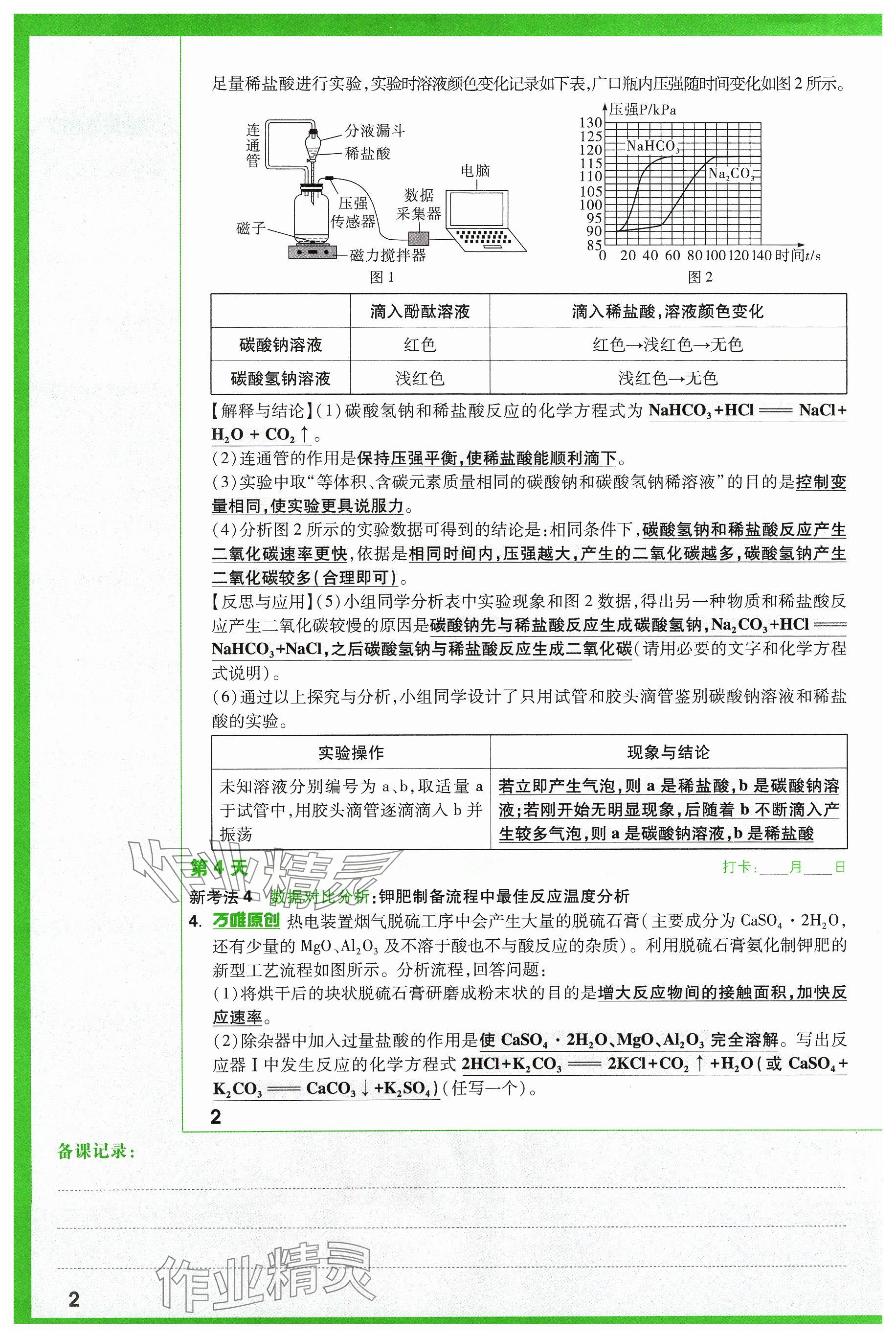 2024年万唯中考试题研究化学山西专版 参考答案第2页