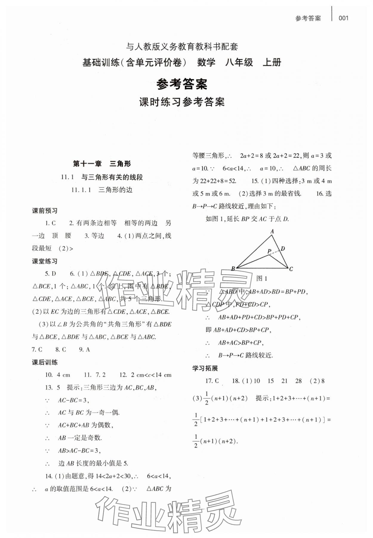 2023年基礎(chǔ)訓練大象出版社八年級數(shù)學上冊人教版 參考答案第1頁