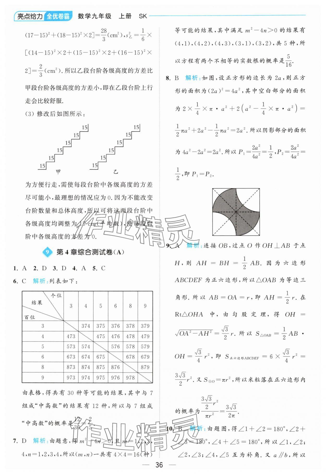 2024年亮点给力全优卷霸九年级数学上册苏科版 参考答案第36页