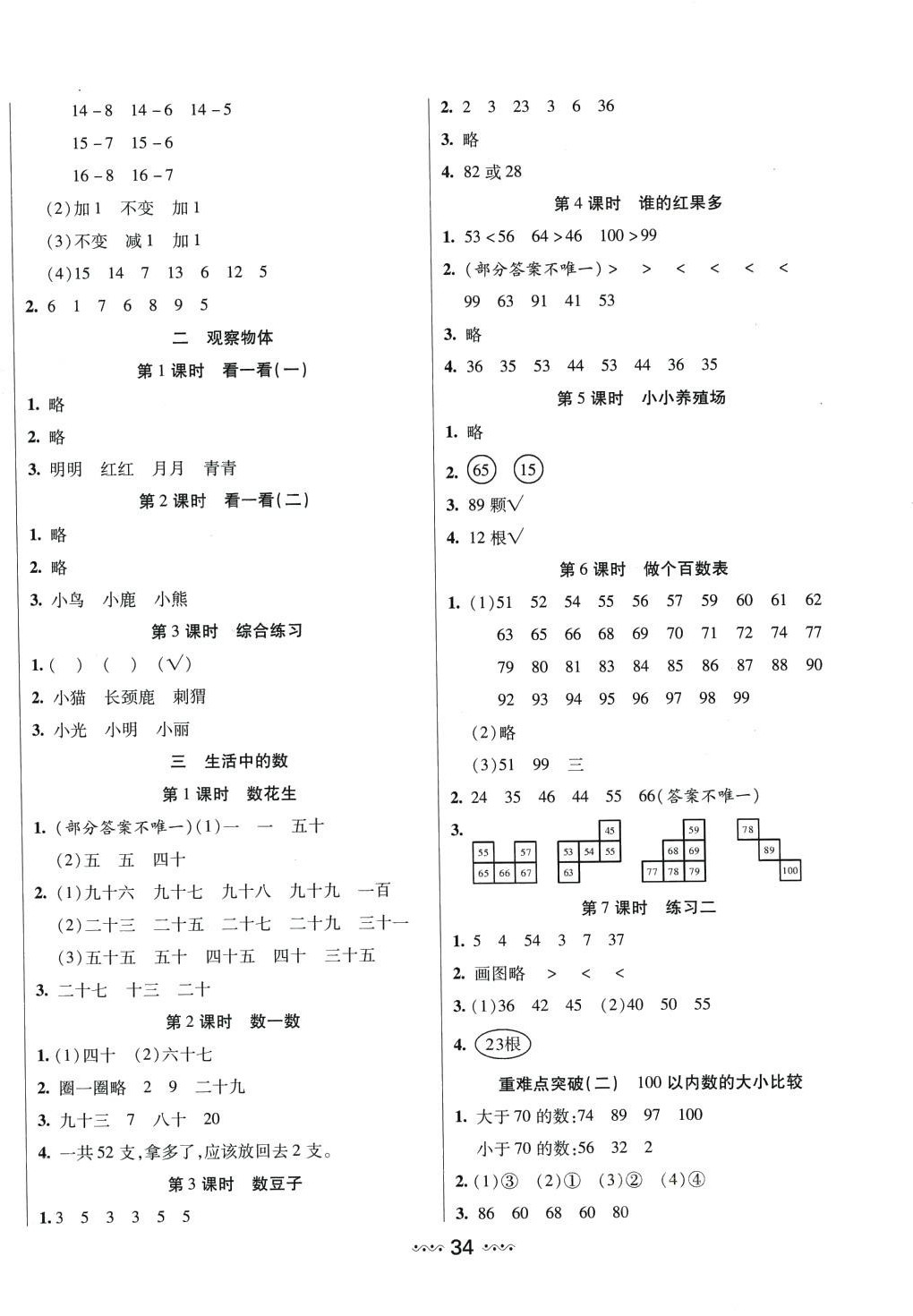 2024年輕松練一線課堂一年級數學下冊北師大版 參考答案第2頁