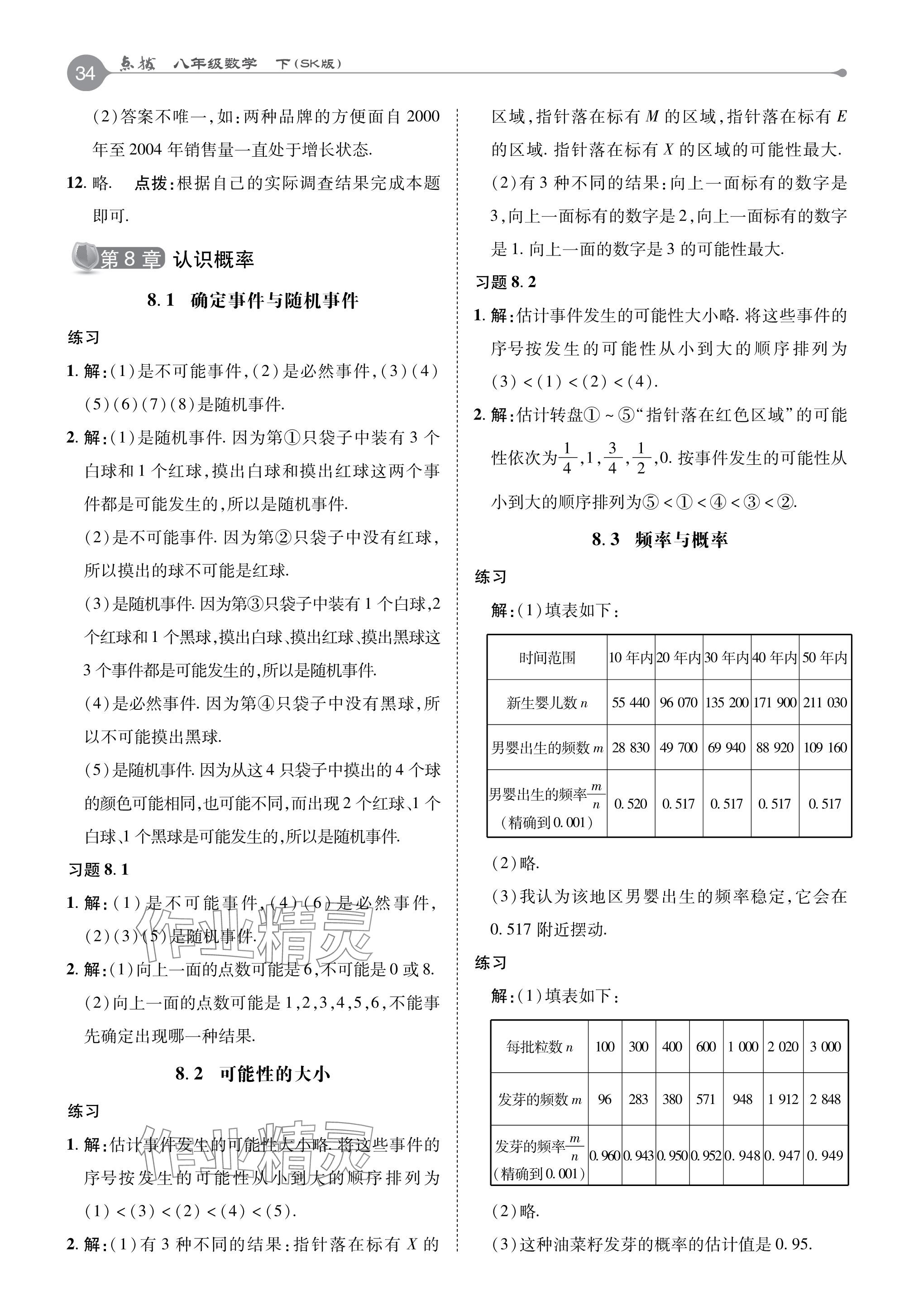 2024年教材课本八年级数学下册苏科版 参考答案第4页