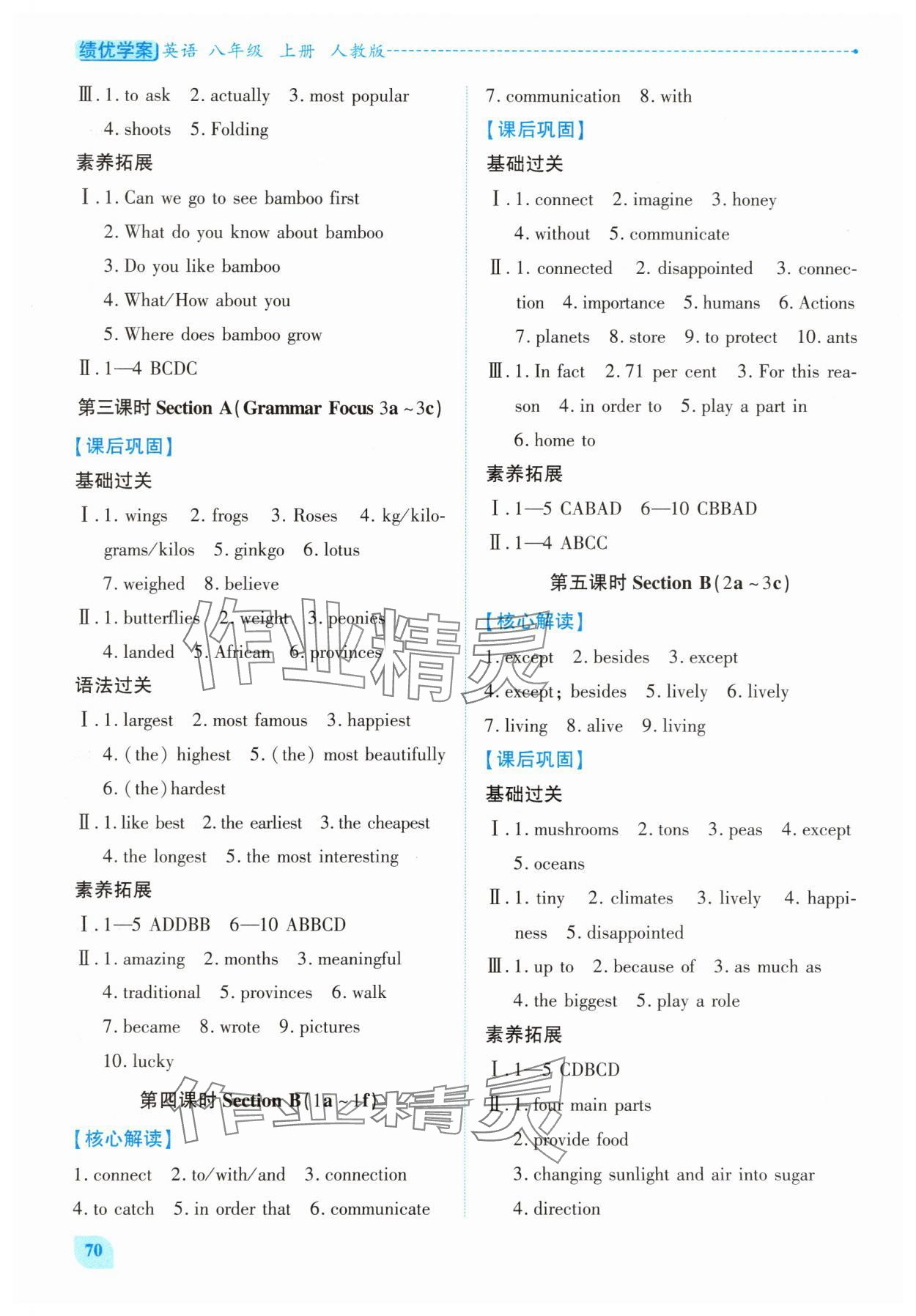 2025年绩优学案八年级英语上册人教版 第10页