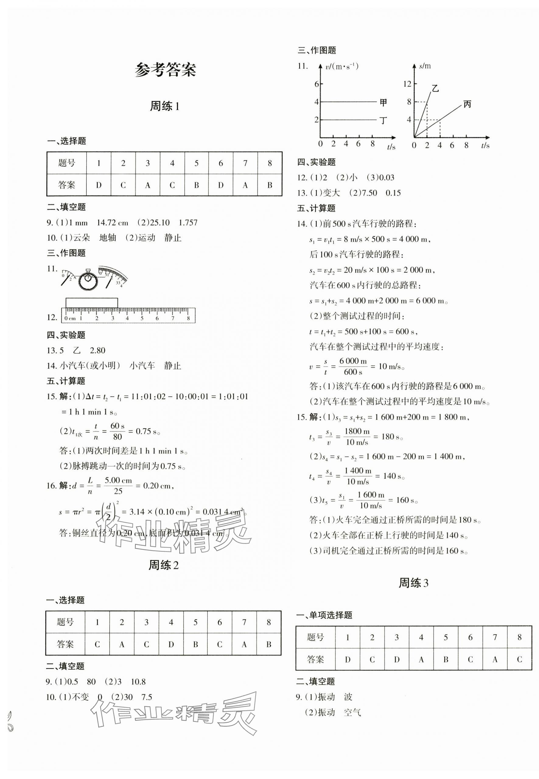 2024年优学1+1评价与测试八年级物理上册人教版 第1页