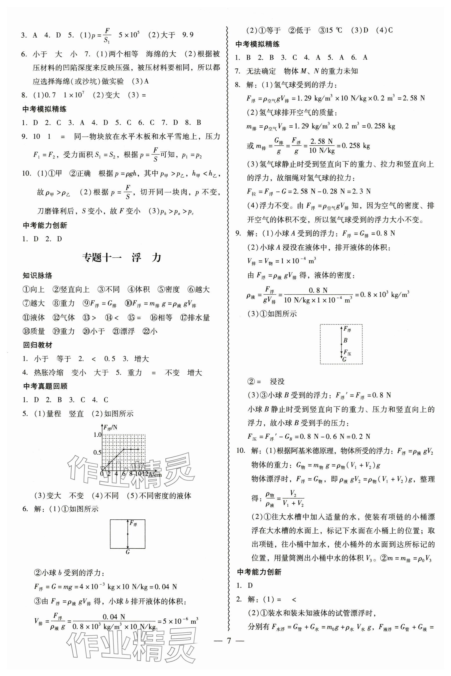 2024年中考高分攻略物理 参考答案第7页