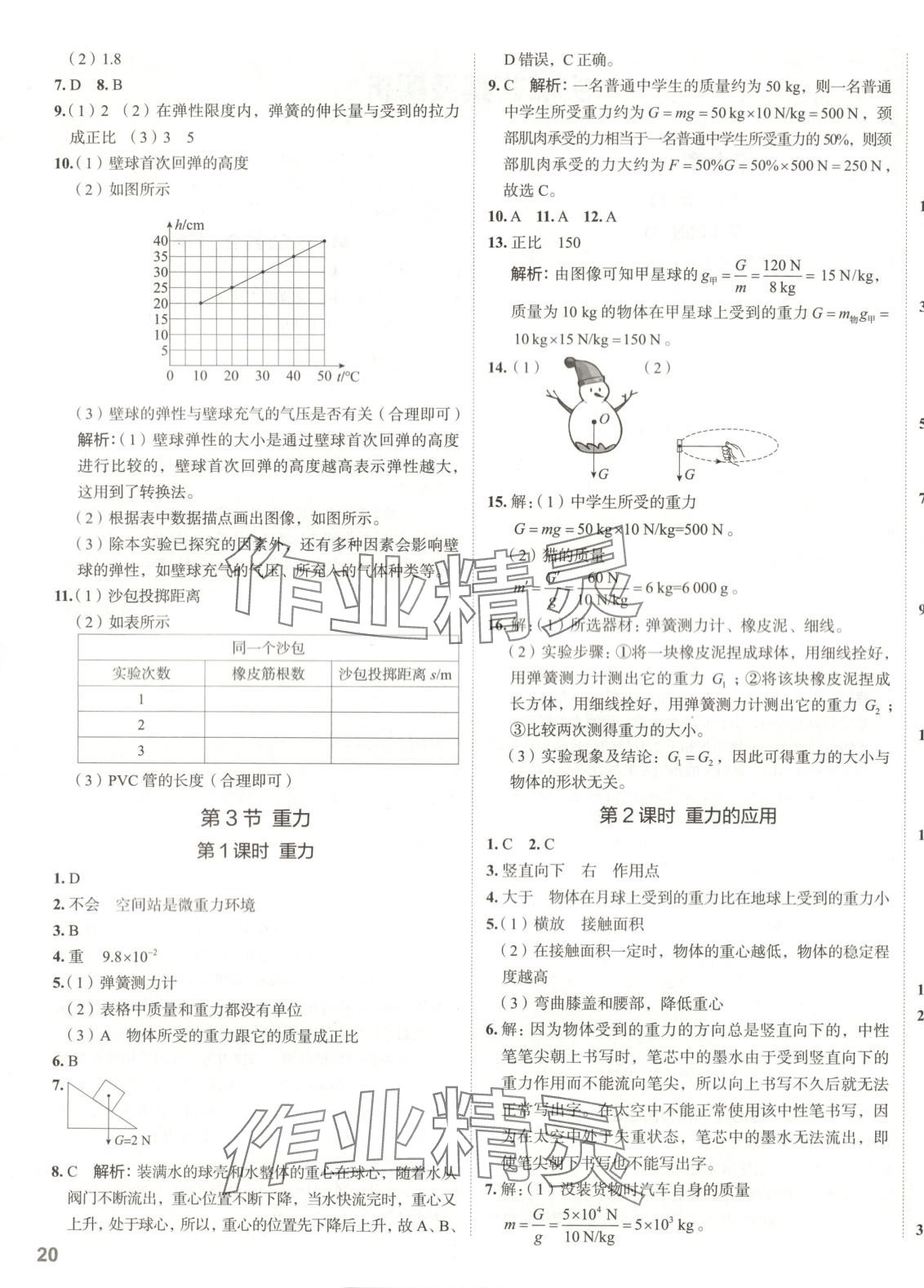 2025年53精准练八年级物理下册人教版山西专版 参考答案第2页