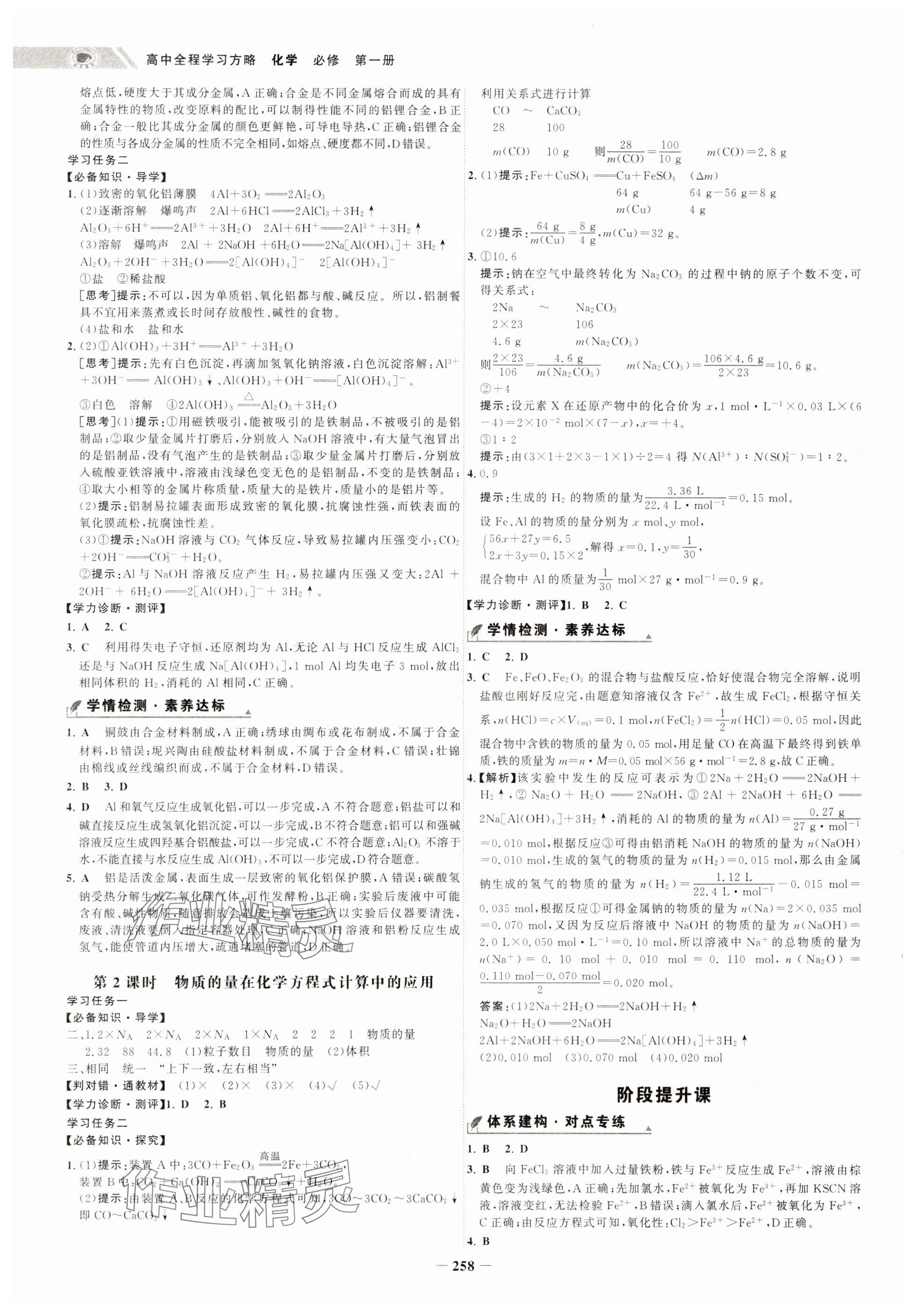 2024年世紀(jì)金榜高中全程復(fù)習(xí)方略高中化學(xué)必修第一冊(cè)人教版 參考答案第10頁(yè)