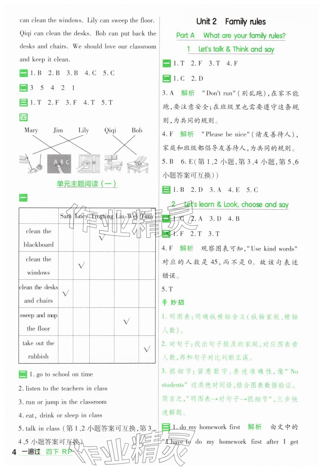 2026年一遍过四年级英语下册人教版&nbsp;第4页