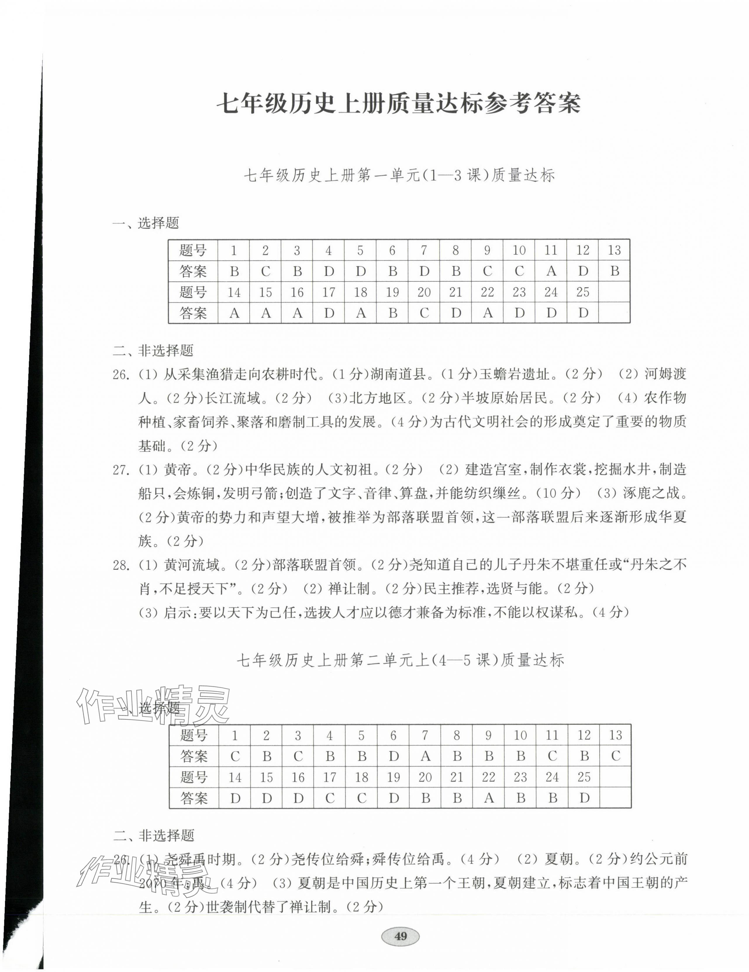 2023年單元質(zhì)量達(dá)標(biāo)七年級(jí)歷史上冊(cè)人教版 第1頁(yè)