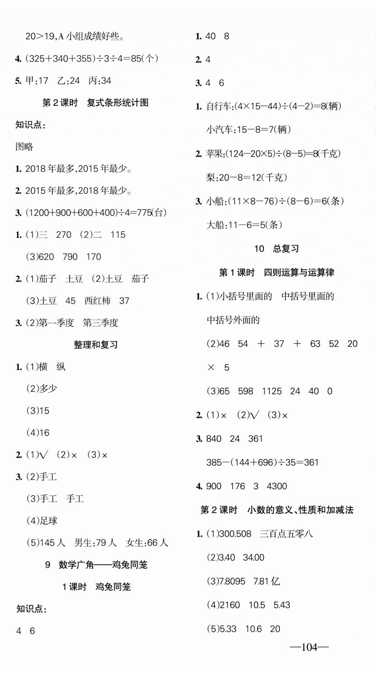 2025年整合集訓(xùn)天天練四年級(jí)數(shù)學(xué)下冊(cè)人教版 參考答案第11頁(yè)