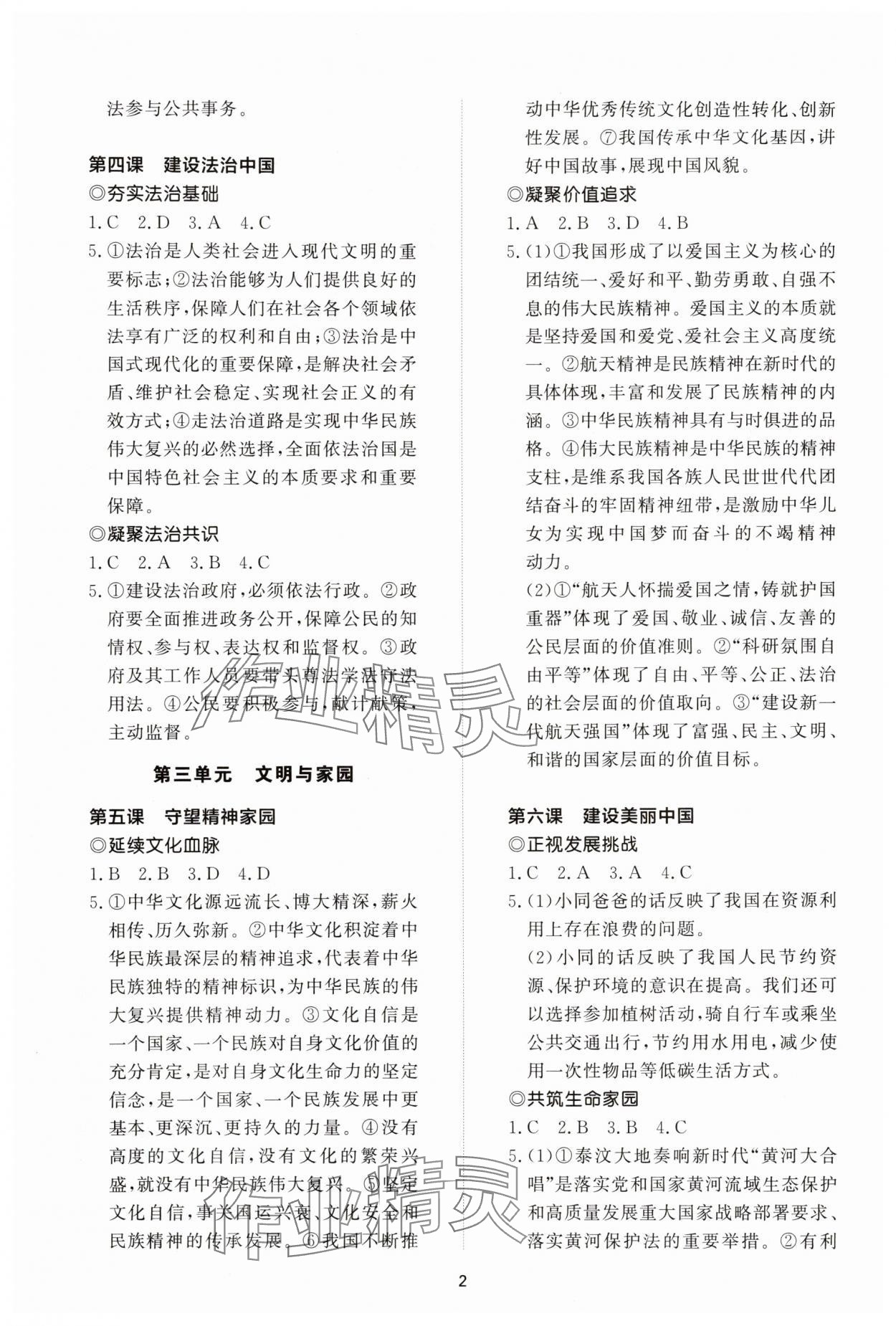 2025年同步练习册智慧拓展九年级道德与法治上册人教版菏泽专版 第2页