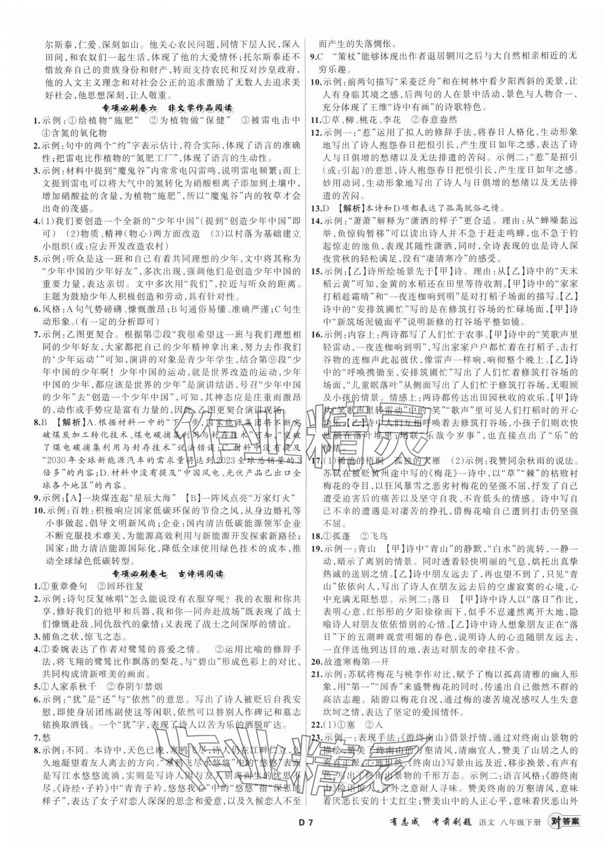 2025年有志成考前刷題八年級(jí)語文下冊(cè)人教版 第7頁