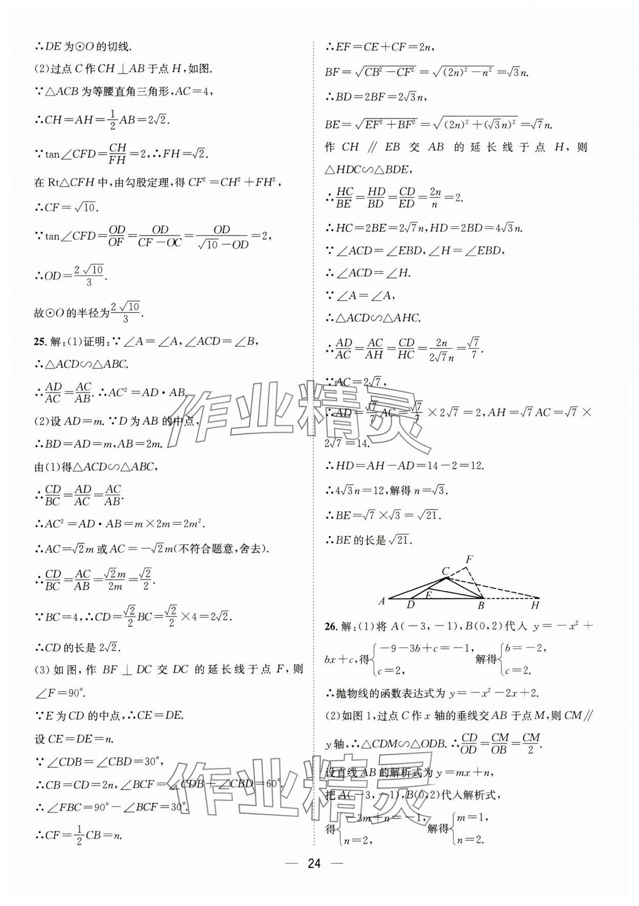 2025年中考必備四川民族出版社數(shù)學(xué) 參考答案第24頁