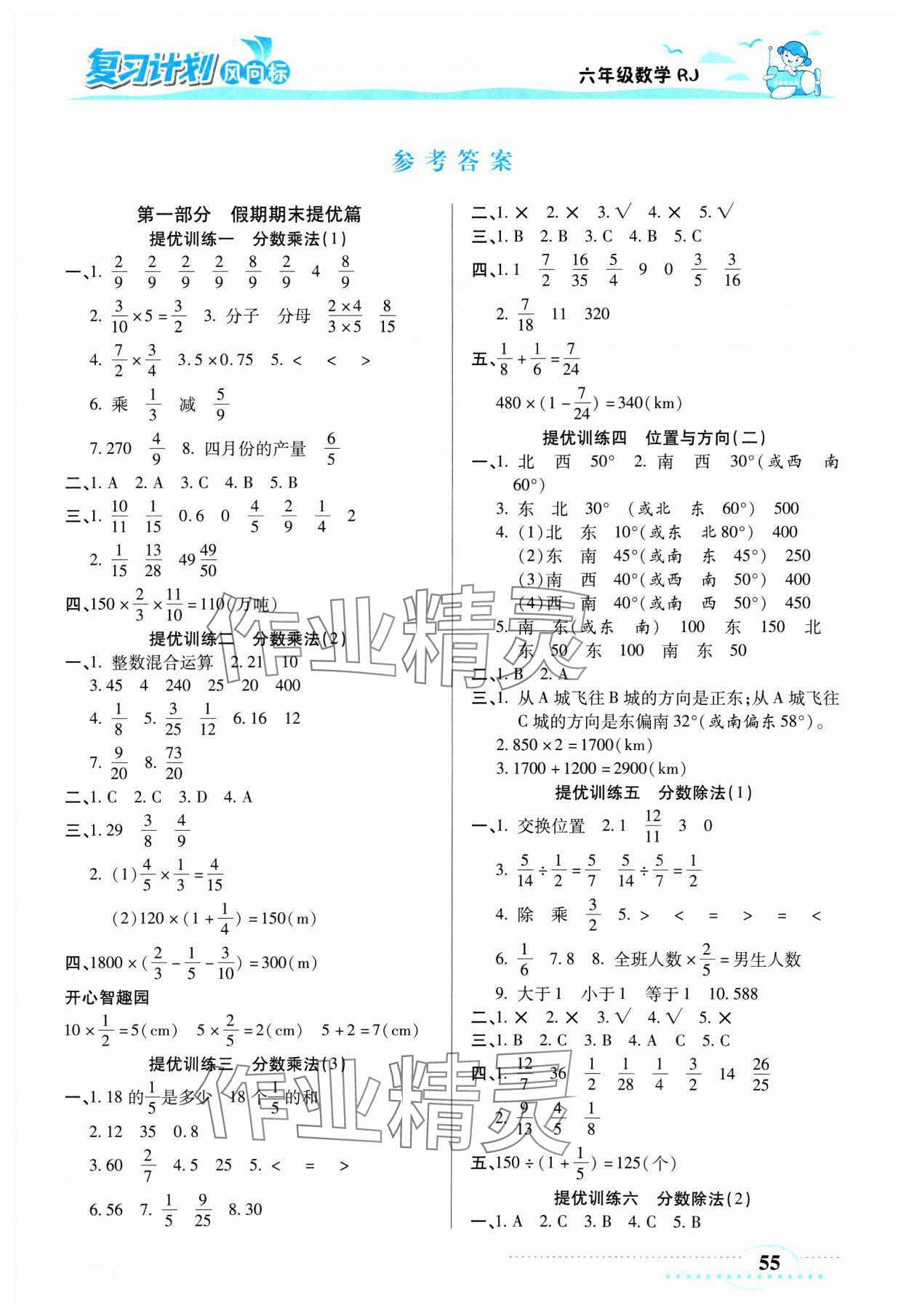 2025年小學(xué)生復(fù)習(xí)計(jì)劃風(fēng)向標(biāo)寒六年級(jí)數(shù)學(xué)人教版 第1頁