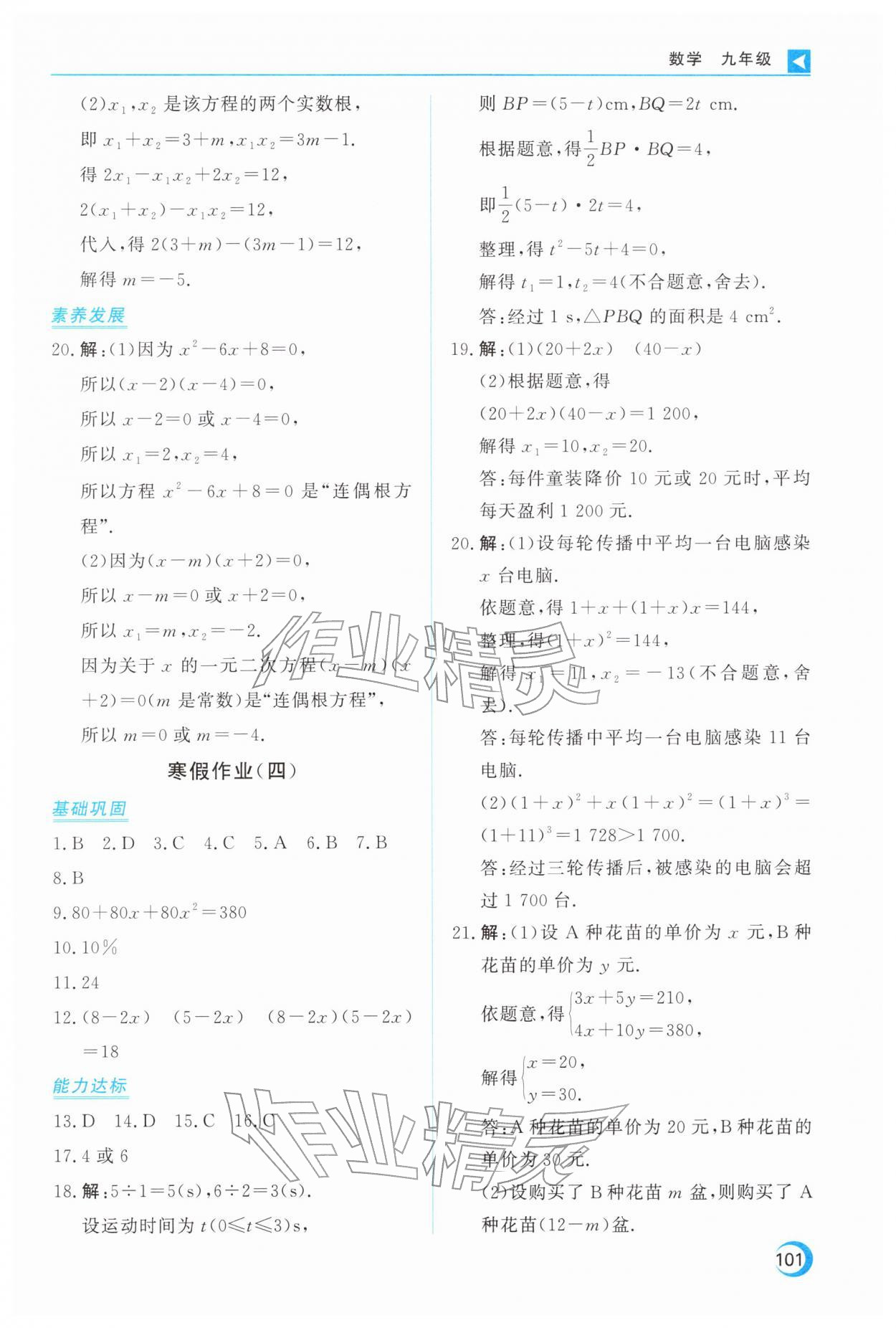 2026年导学练寒假作业云南教育出版社九年级数学&nbsp;第3页
