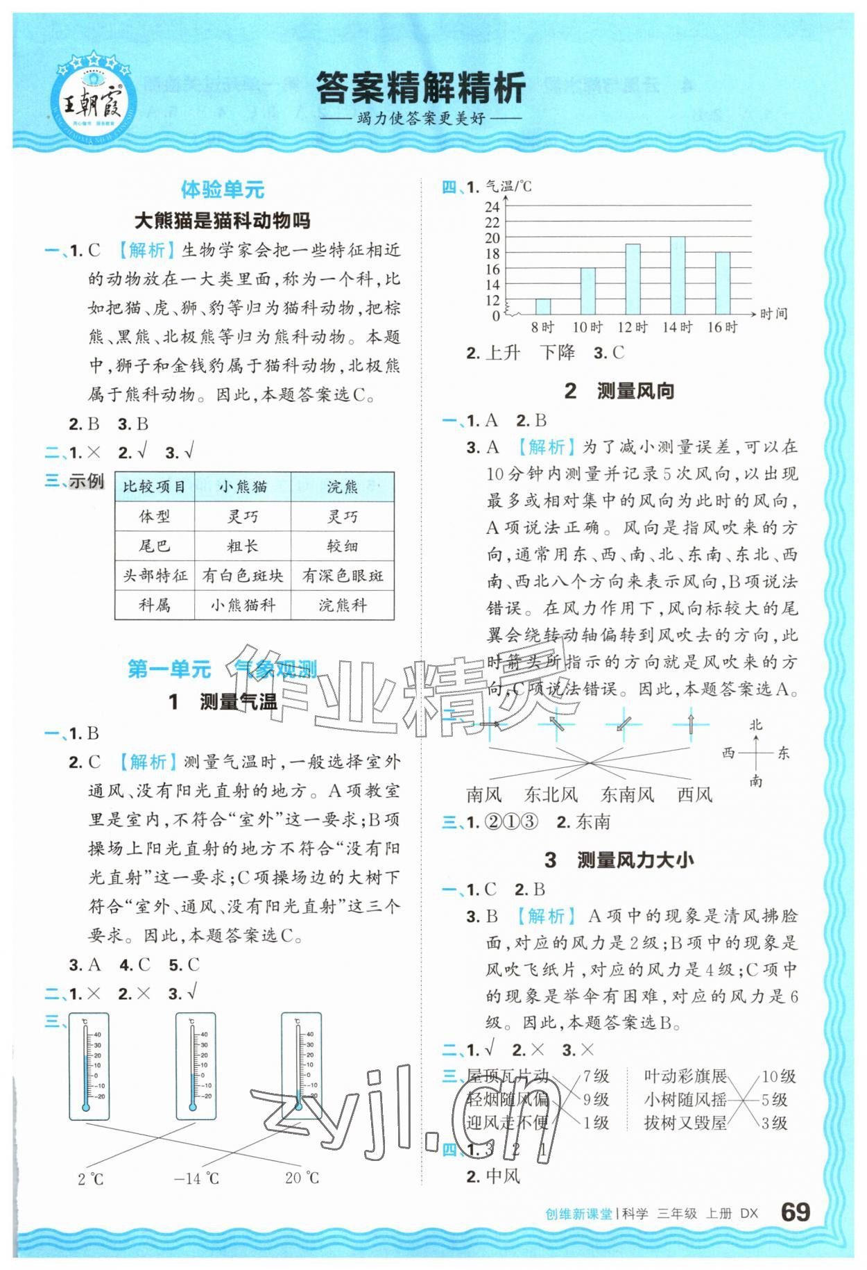 2026年创维新课堂三年级科学上册大象版&nbsp;参考答案第1页