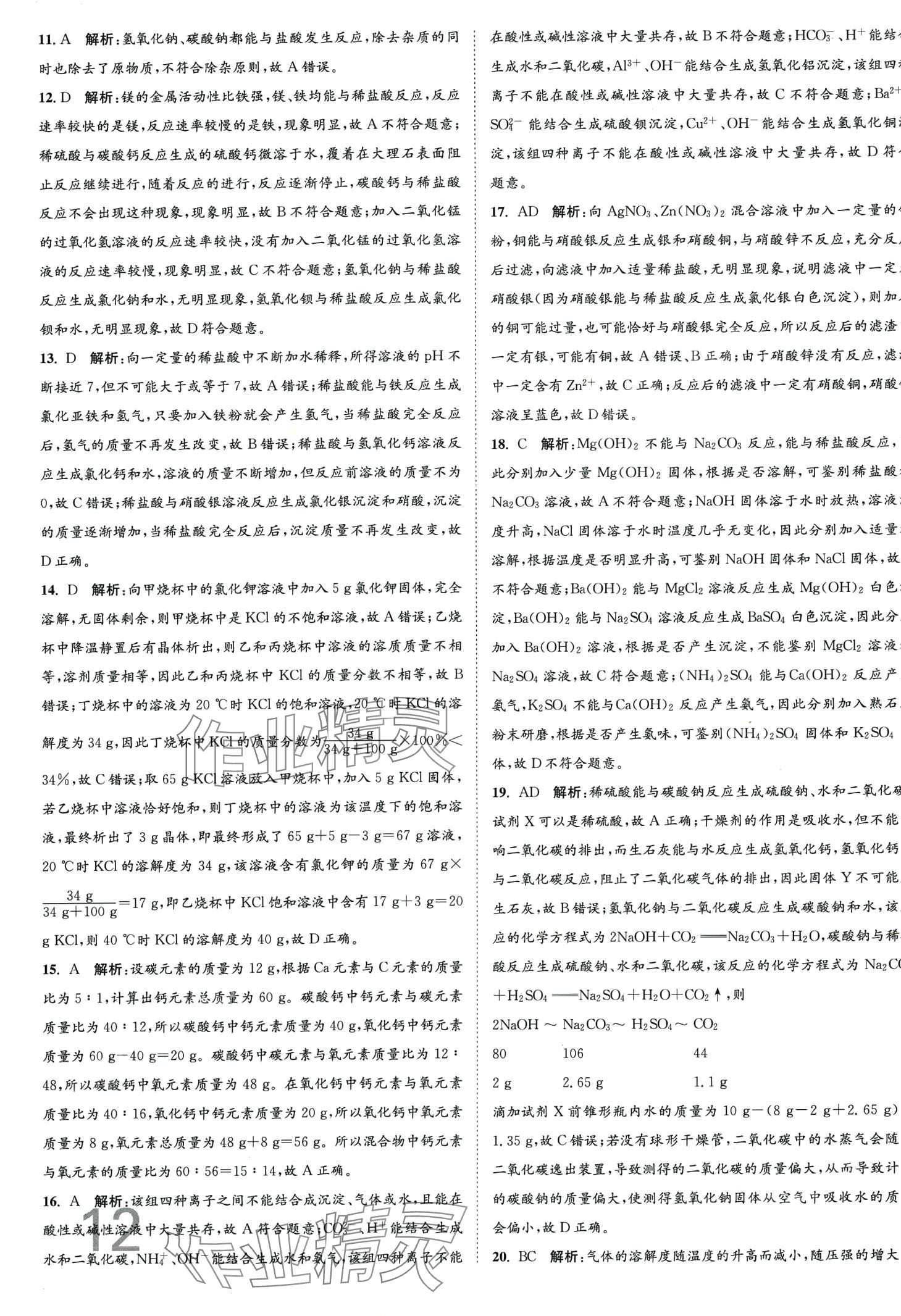 2024年江蘇密卷九年級化學下冊滬教版 第12頁