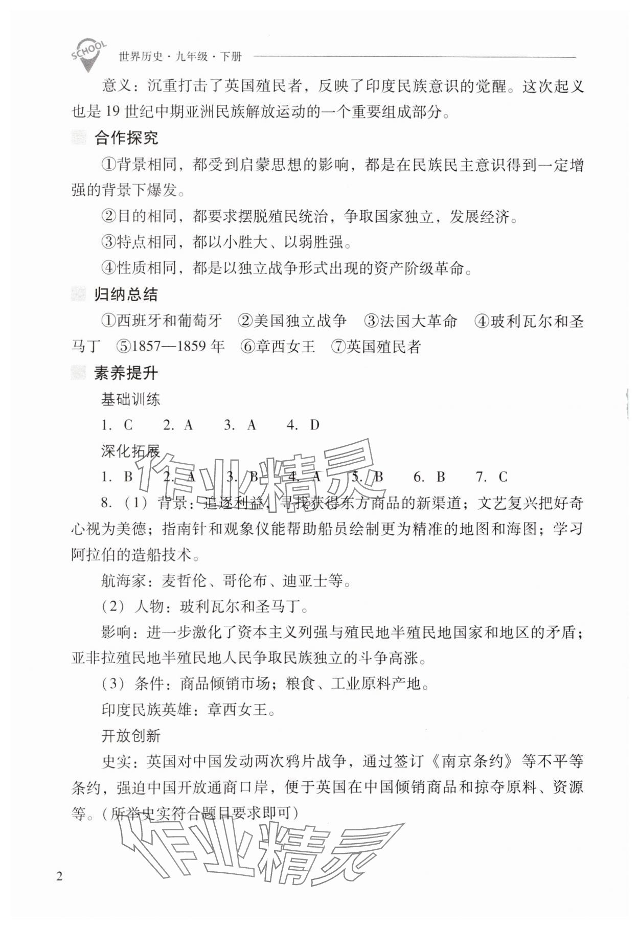 2025年新課程問題解決導學方案九年級歷史下冊人教版 第2頁