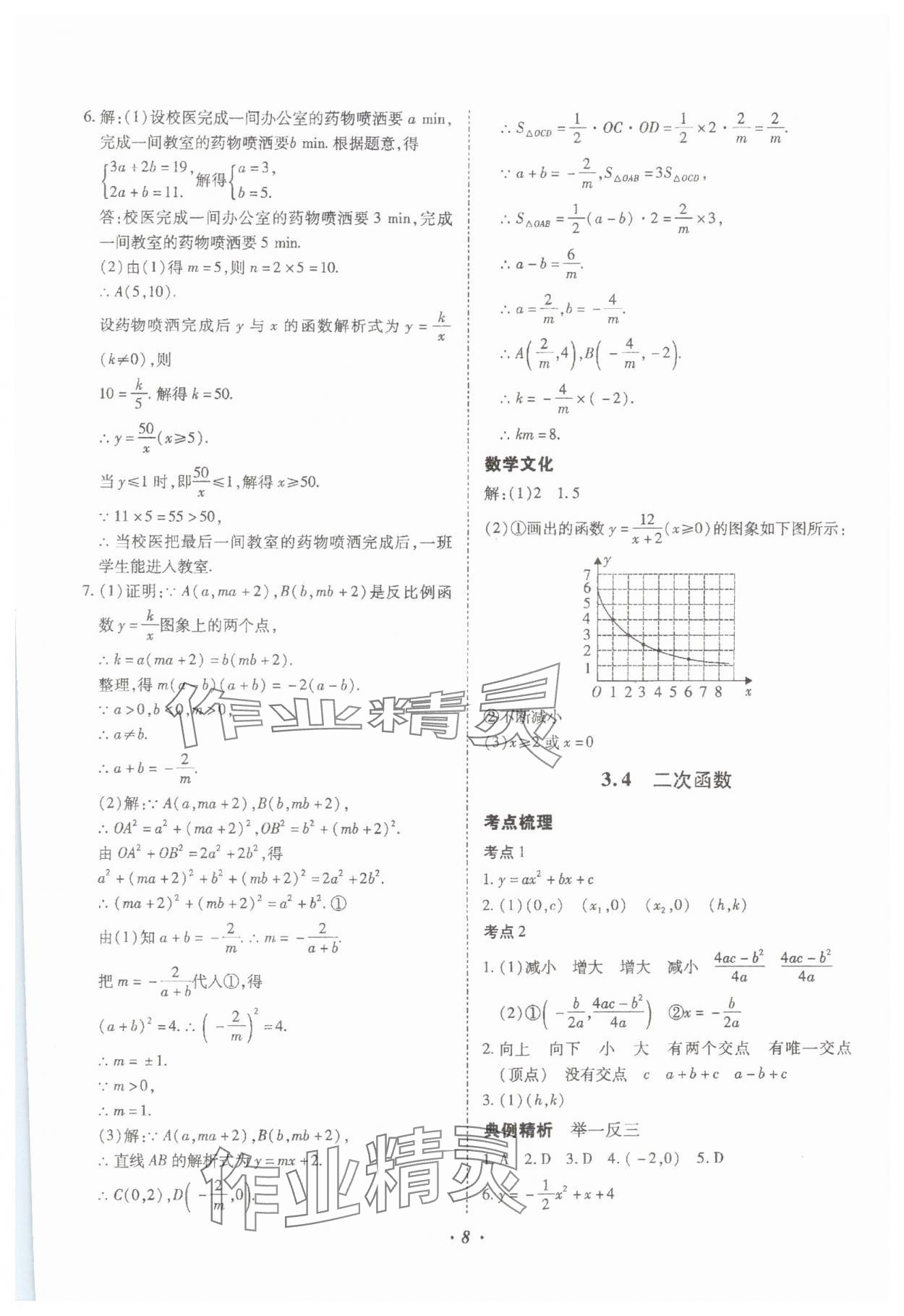 2024年本土攻略精準復習方案數(shù)學中考云南專版 參考答案第8頁