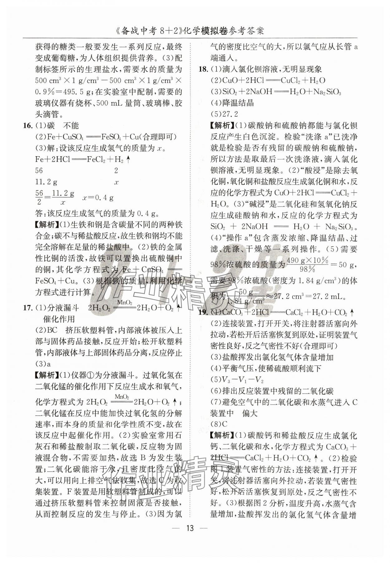 2024年中考密卷8加2化學(xué) 第13頁(yè)