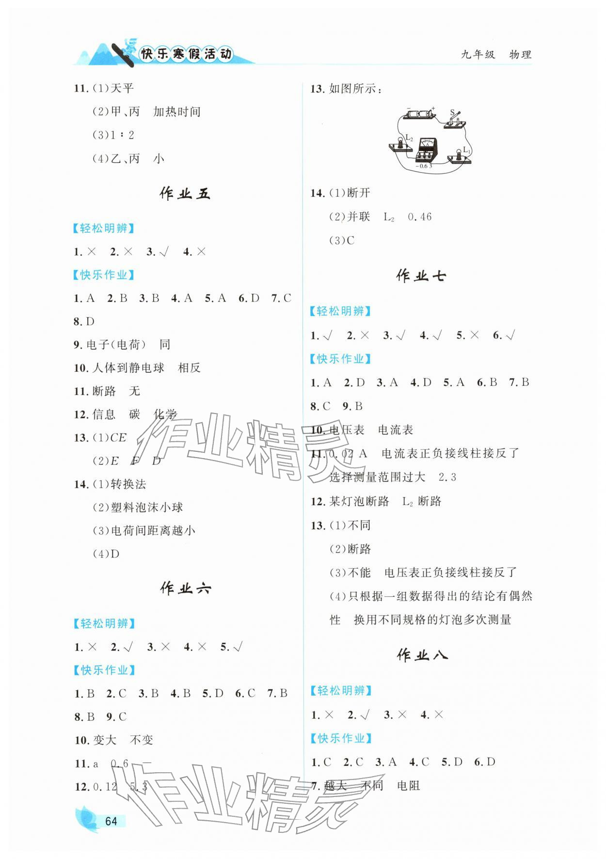 2026年快乐寒假活动九年级物理人教版&nbsp;第2页