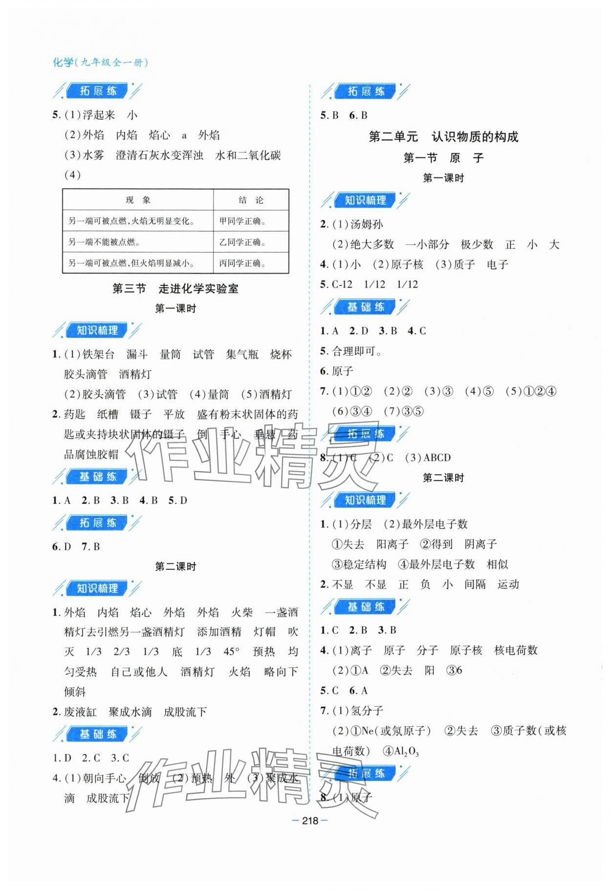 2025年新课堂学习与探究九年级化学全一册鲁教版 参考答案第2页