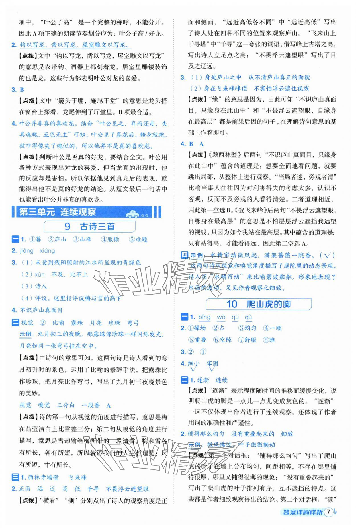 2025年綜合應用創(chuàng)新題典中點四年級語文上冊人教版浙江專版 第7頁