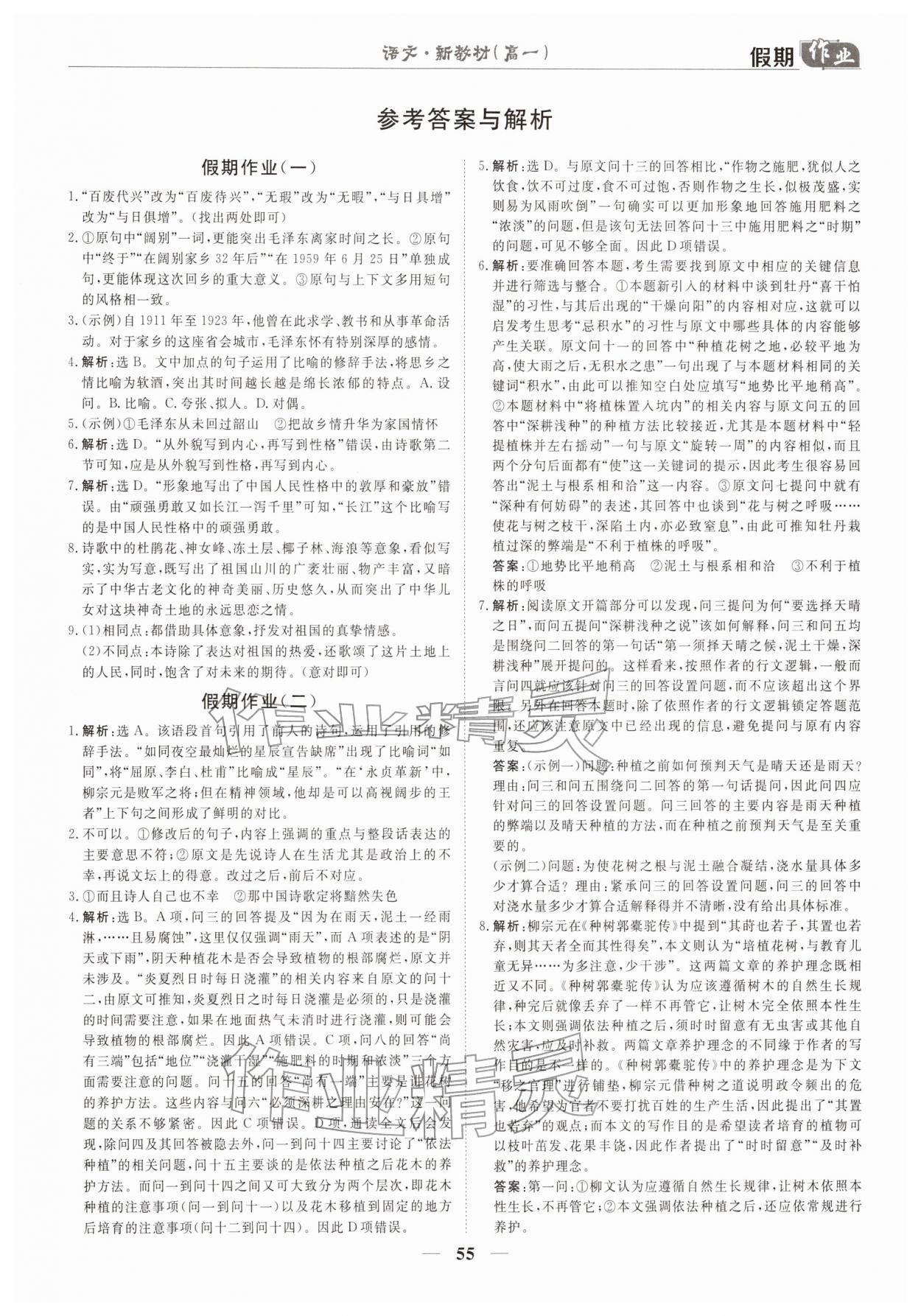 2026年快乐假期崇文书局高一语文&nbsp;第1页