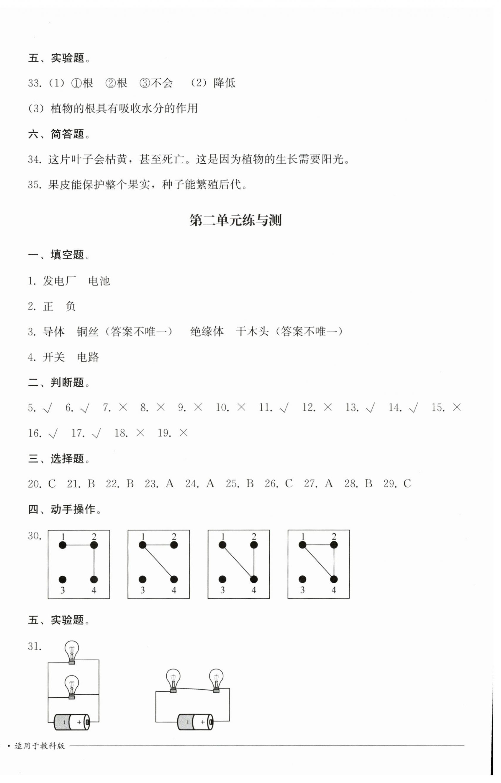 2025年同步练与测四年级科学下册教科版 第2页