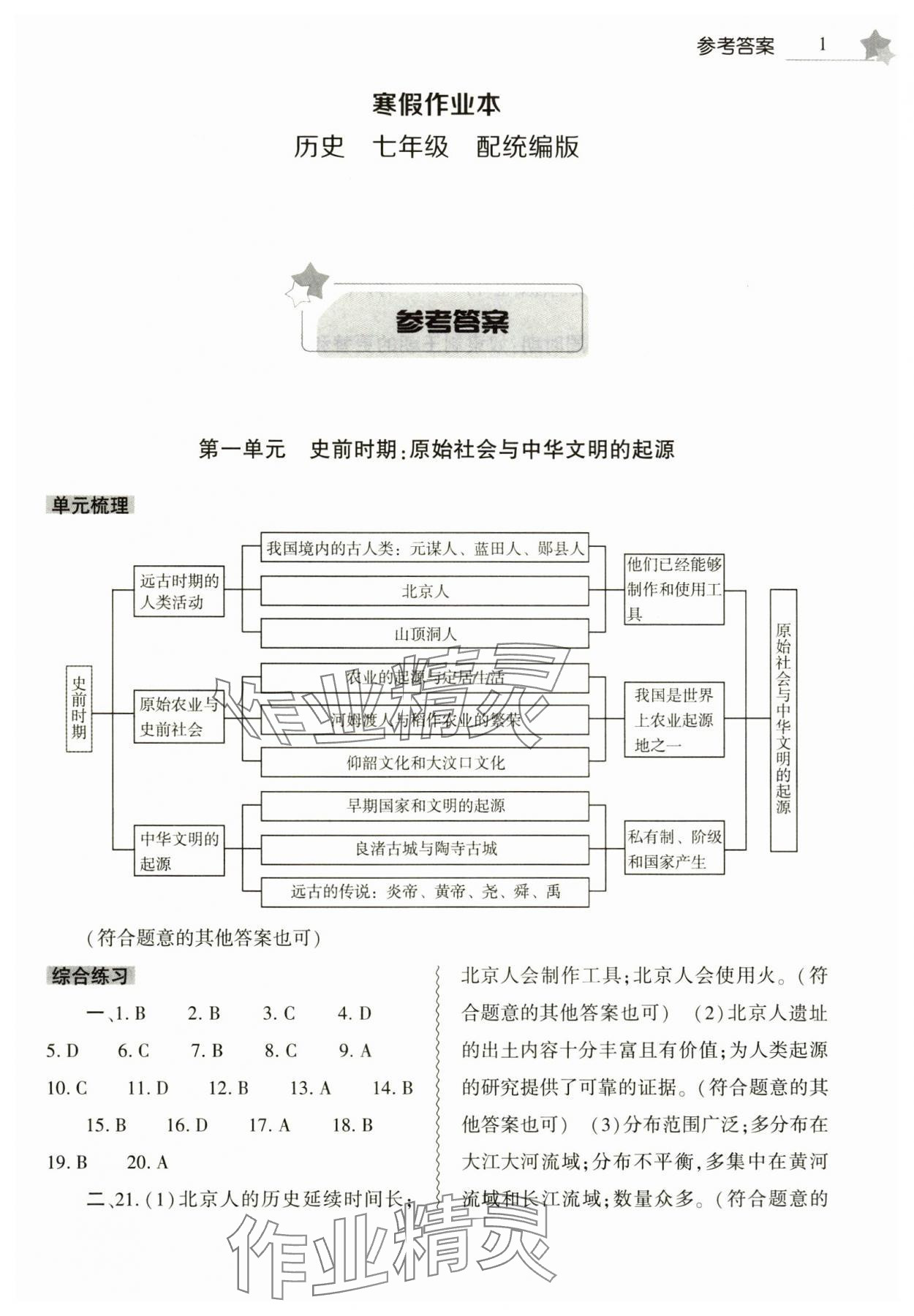 2025年寒假作业本大象出版社七年级历史人教版 第1页