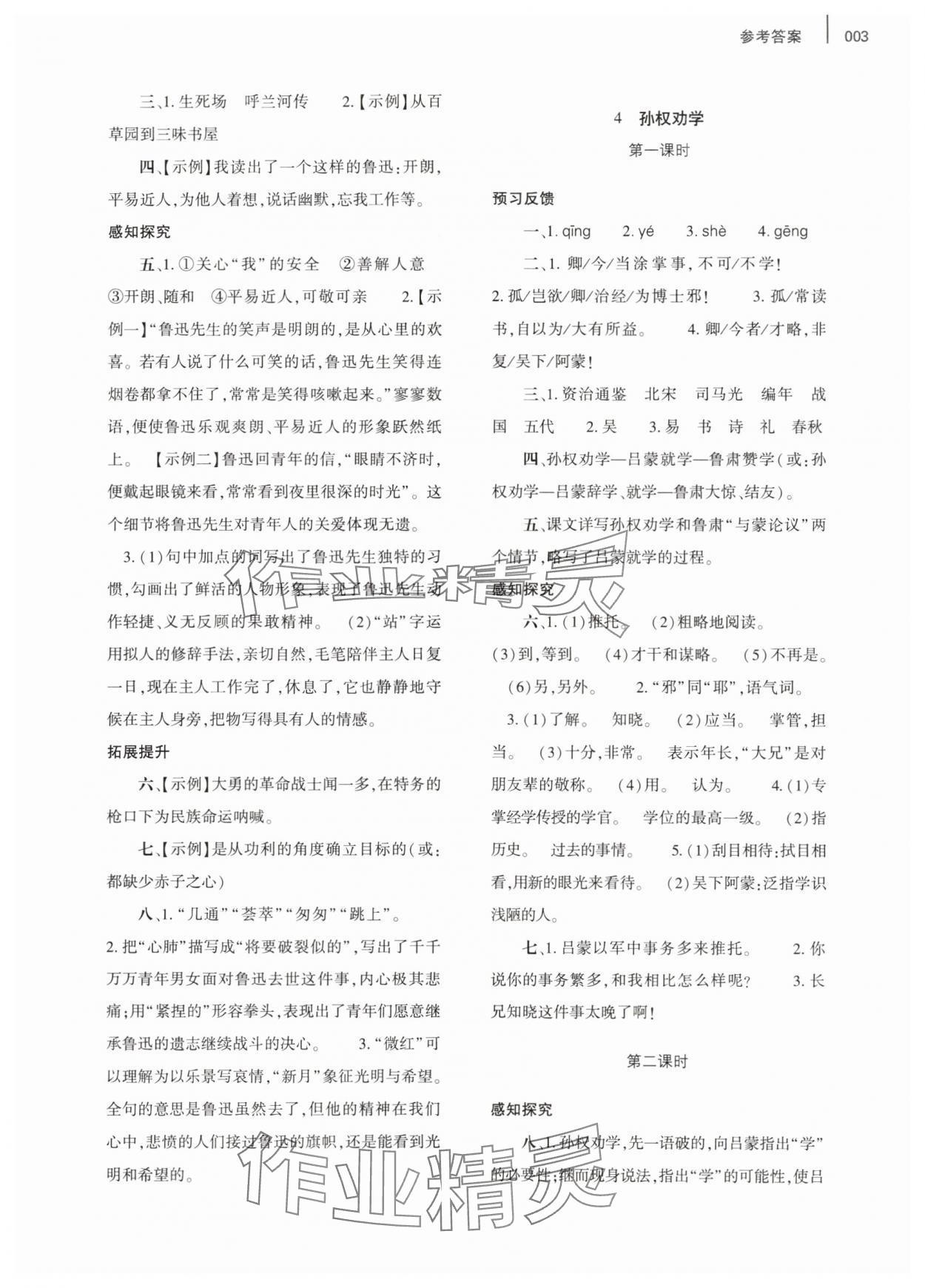 2024年基礎(chǔ)訓(xùn)練大象出版社七年級語文下冊人教版 參考答案第3頁