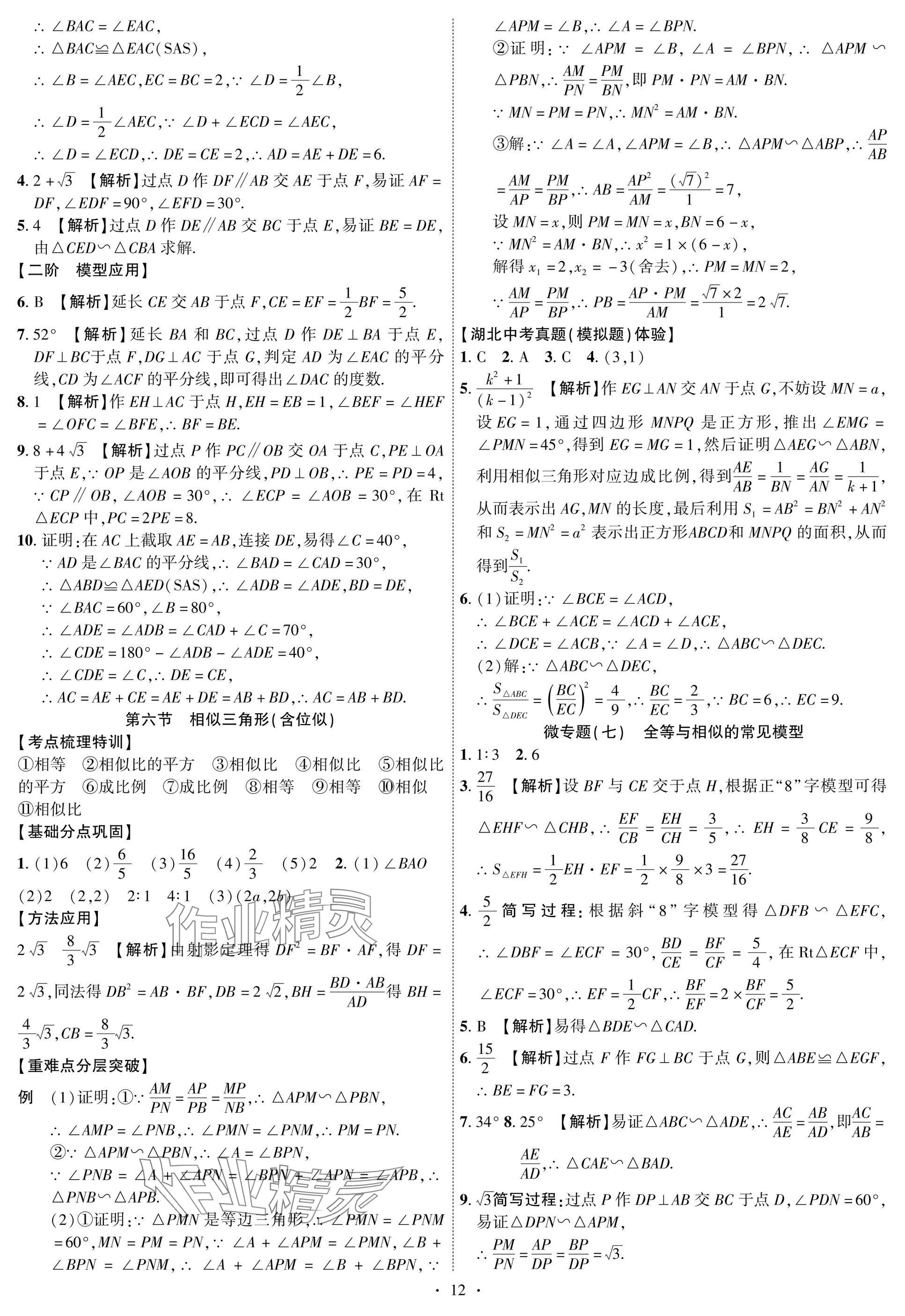 2025年智聯(lián)中考數(shù)學(xué)湖北專版 參考答案第12頁