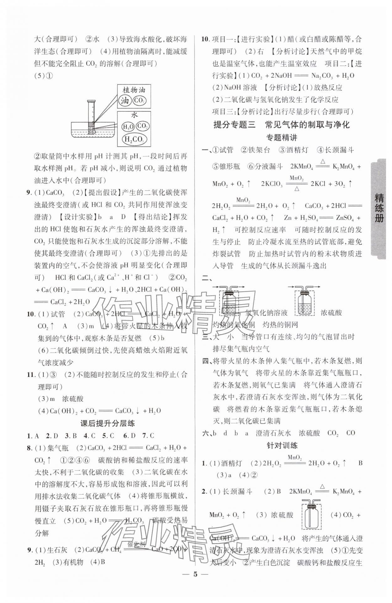 2024年練客中考提優(yōu)方案化學(xué)安徽專版 參考答案第4頁