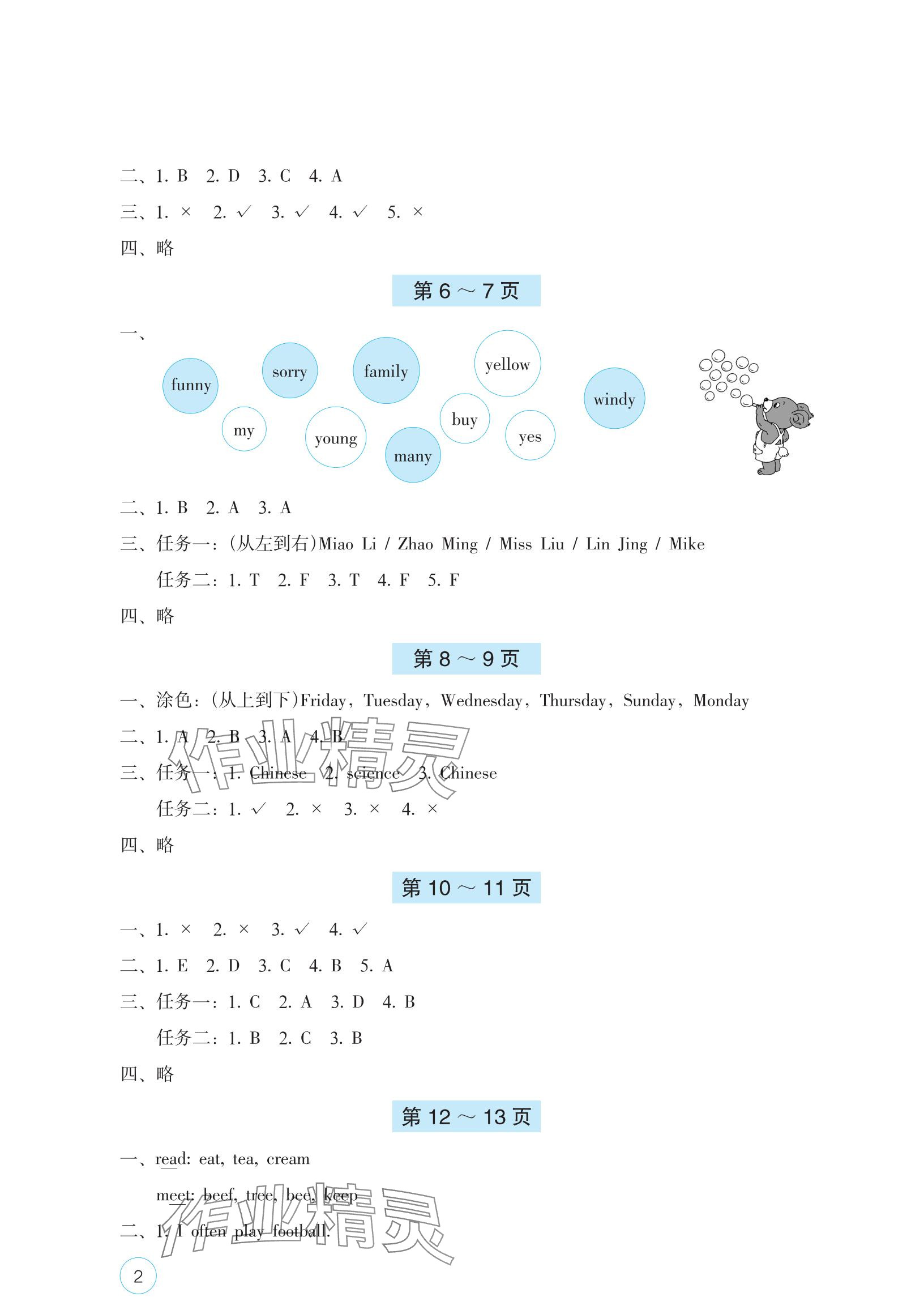 2025年寒假基礎(chǔ)性作業(yè)五年級英語人教版 參考答案第2頁