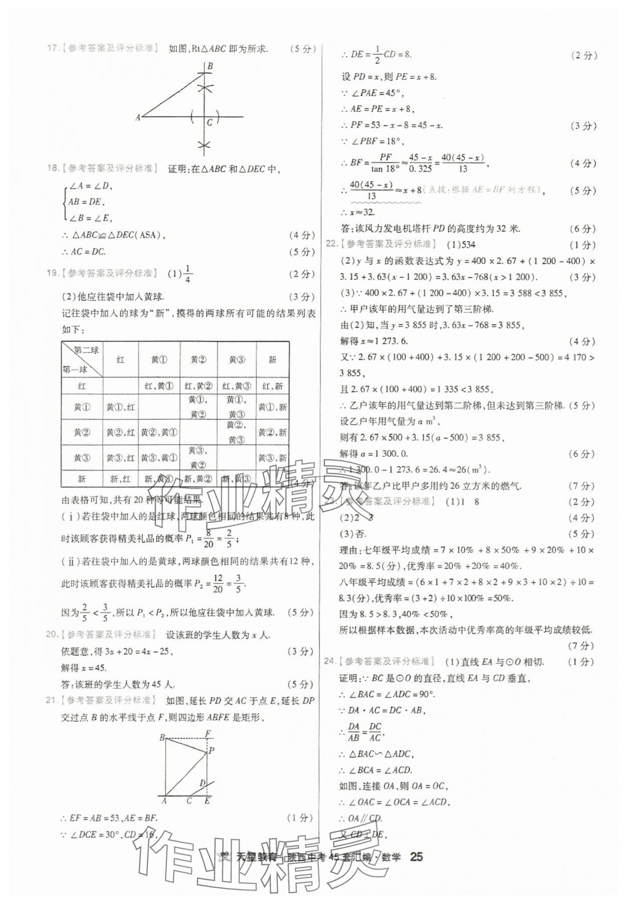 2024年金考卷45套匯編數(shù)學(xué)陜西專版 參考答案第25頁