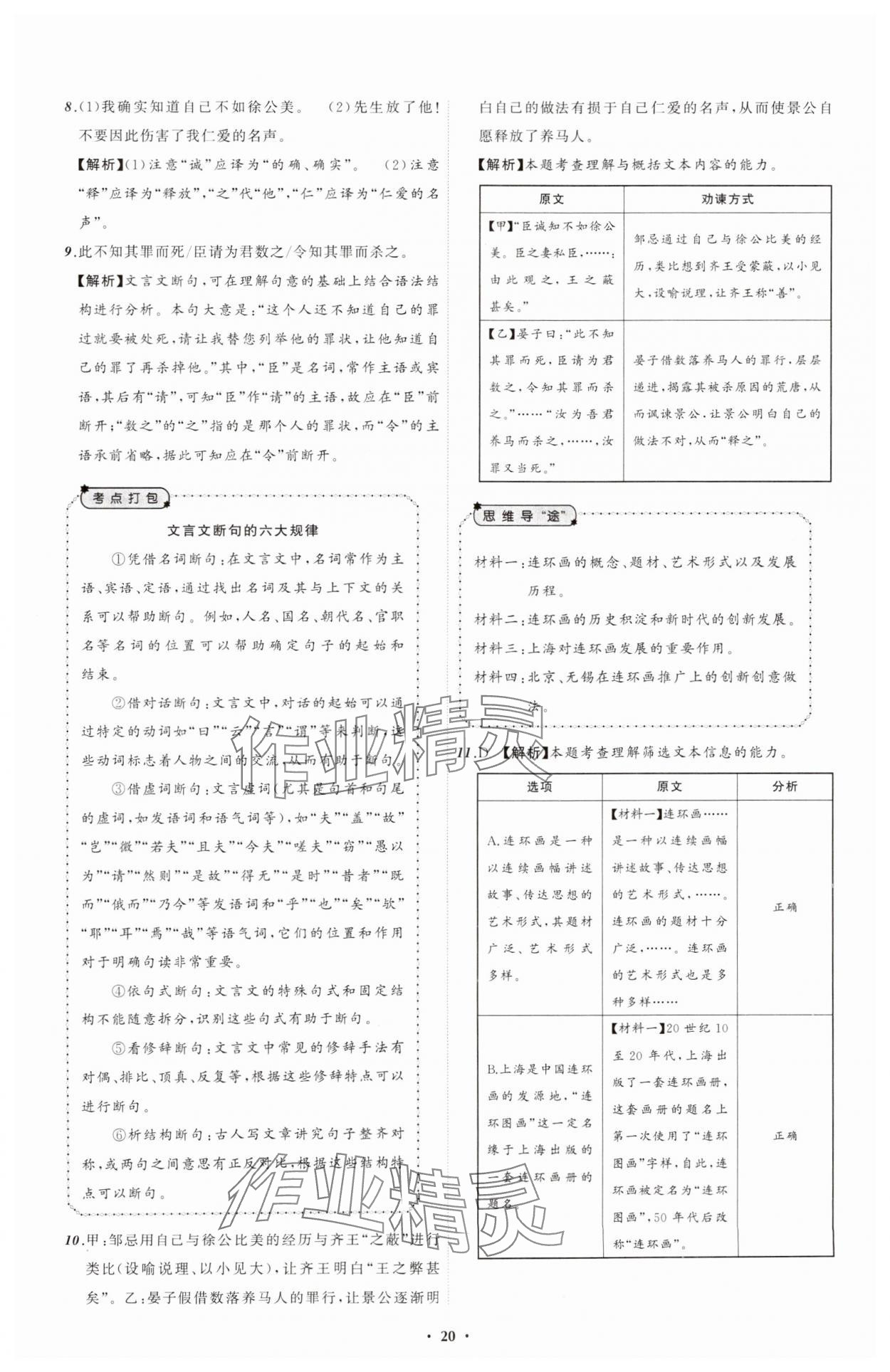 2025年中考必備遼寧師范大學(xué)出版社語文遼寧專版 參考答案第20頁