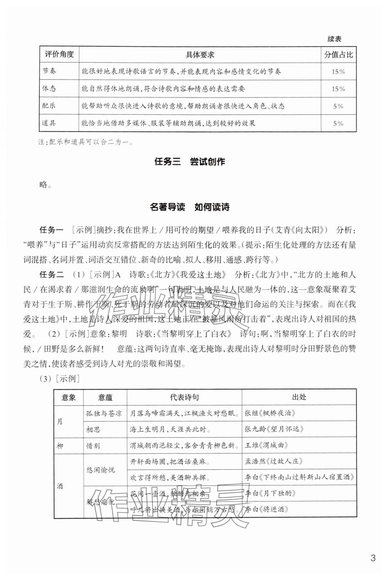 2024年作業(yè)本浙江教育出版社九年級(jí)語(yǔ)文上冊(cè)人教版 參考答案第3頁(yè)