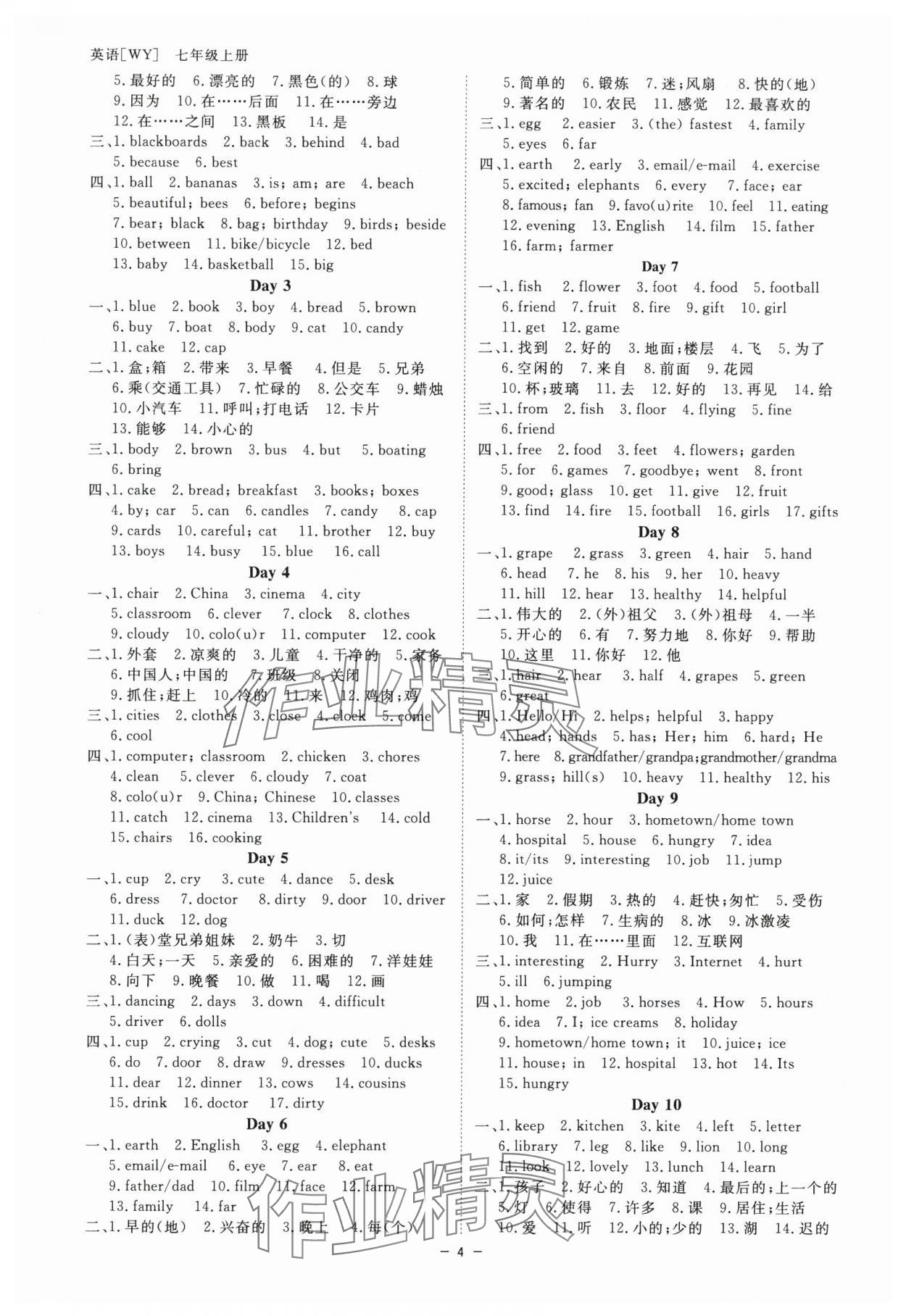 2024年全效學(xué)習(xí)課時(shí)提優(yōu)七年級英語上冊外研版 參考答案第3頁