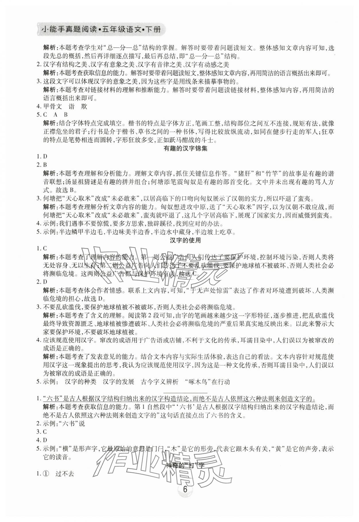 2025年小能手真題閱讀五年級語文下冊人教版 第6頁